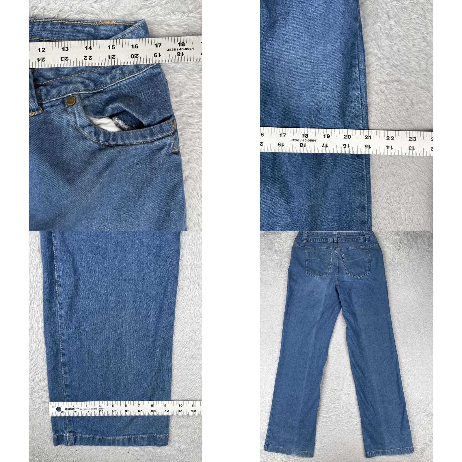 Vintage Woman Within Jeans 14W Tall Womens Blue Straight Leg Denim Double Button Zip Fly Size 36" / US 14 / IT 50 - 9 Thumbnail