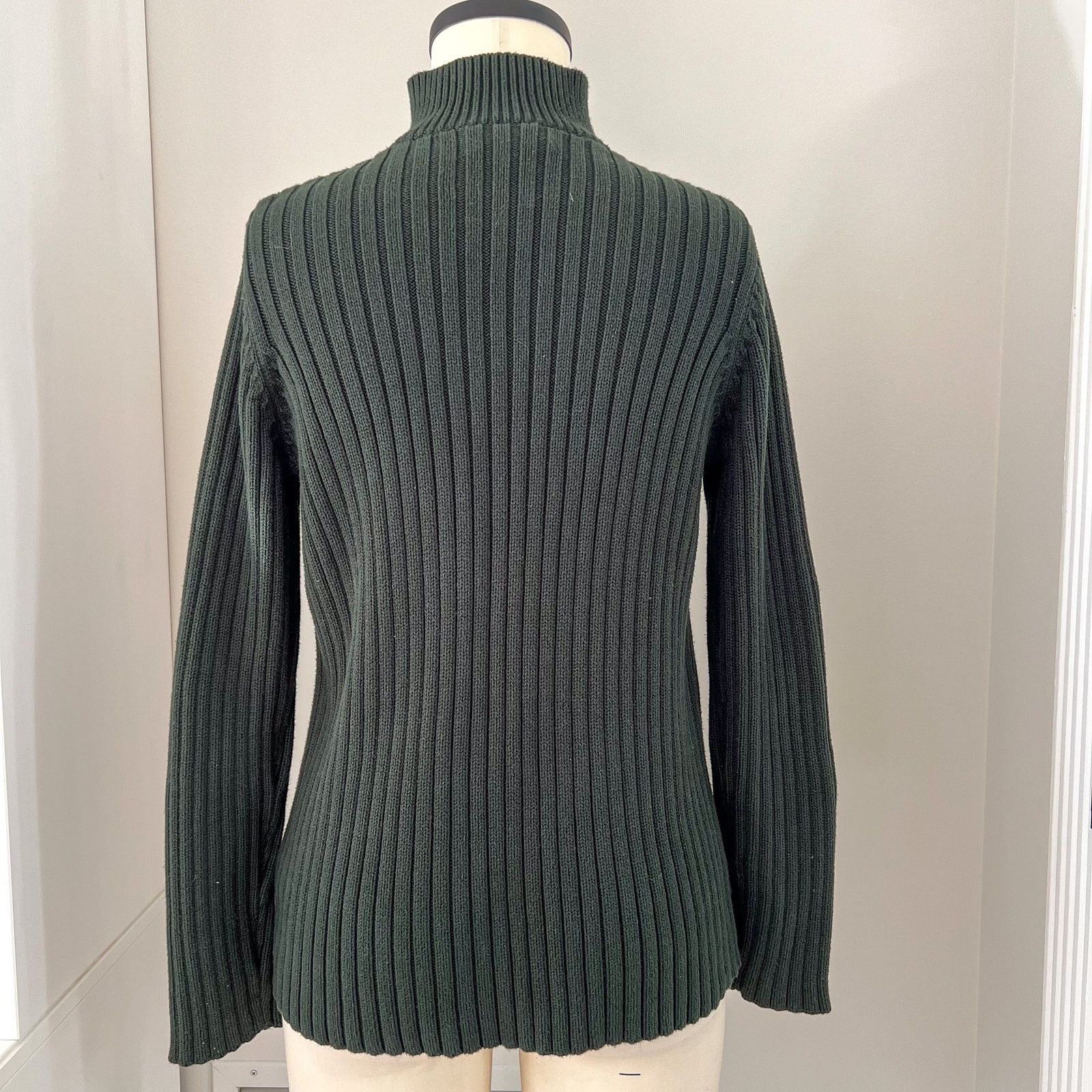 Lauren Ralph Lauren Ralph Lauren Sz S Green Turtleneck Sweater Silver Buttons Size S / US 4 / IT 40 - 8 Thumbnail