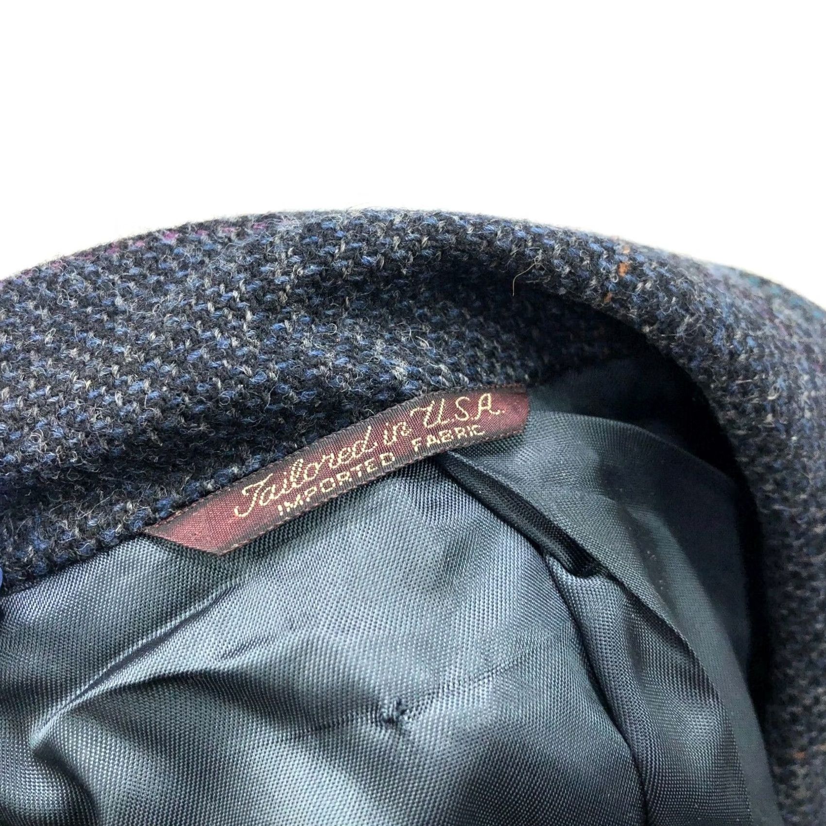 Vintage Cricketeer 42 Wool Tweed Like Plaid Two-Button Sport Coat Jacket Gray Blue Mens Size US XS / EU 42 / 0 - 7 Thumbnail