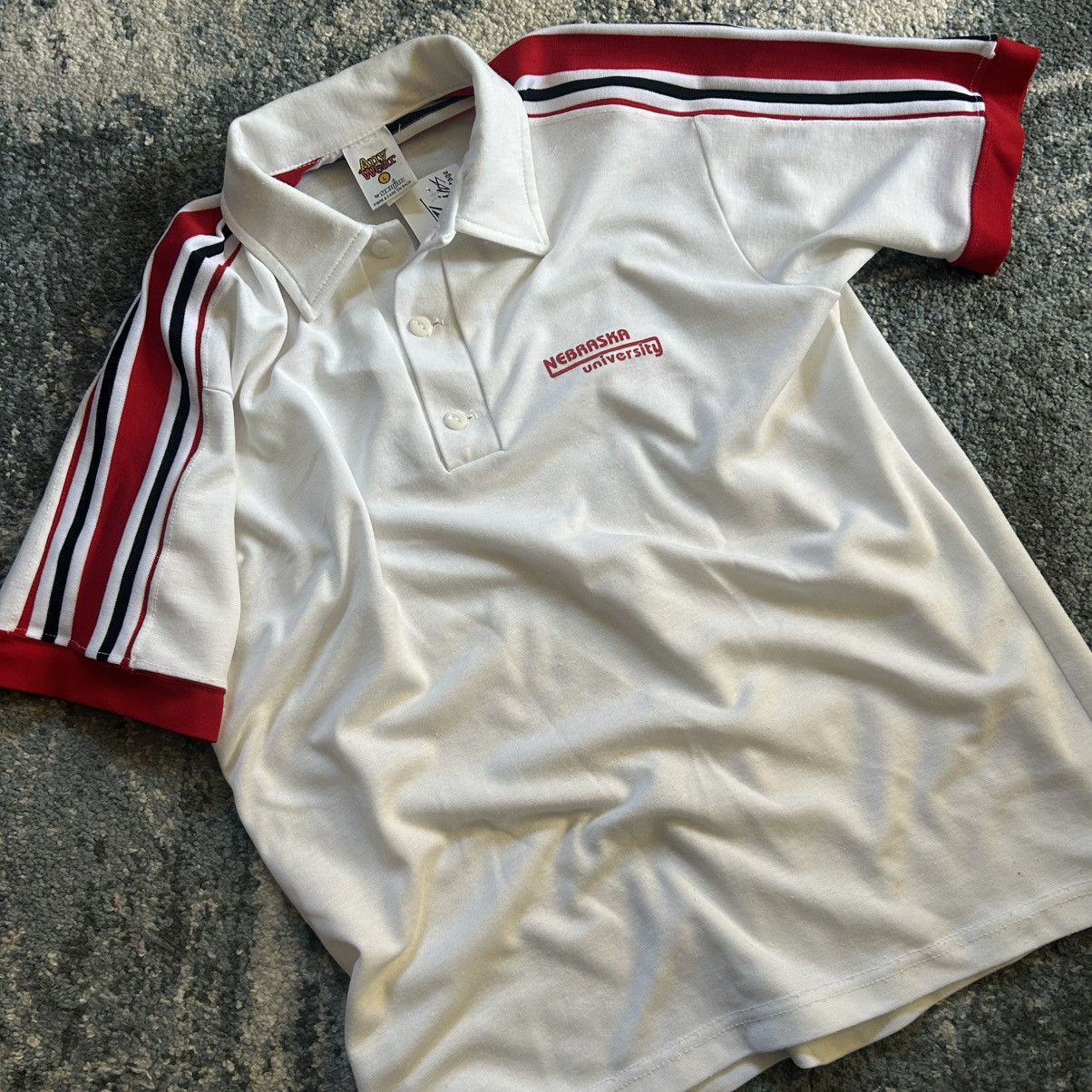 Vintage 70s UNiVERSiTY iSSUE NEBRASKA KNiT POLO COLLAR SHiRT UNL UNO Size US L / EU 52-54 / 3 - 2 Thumbnail