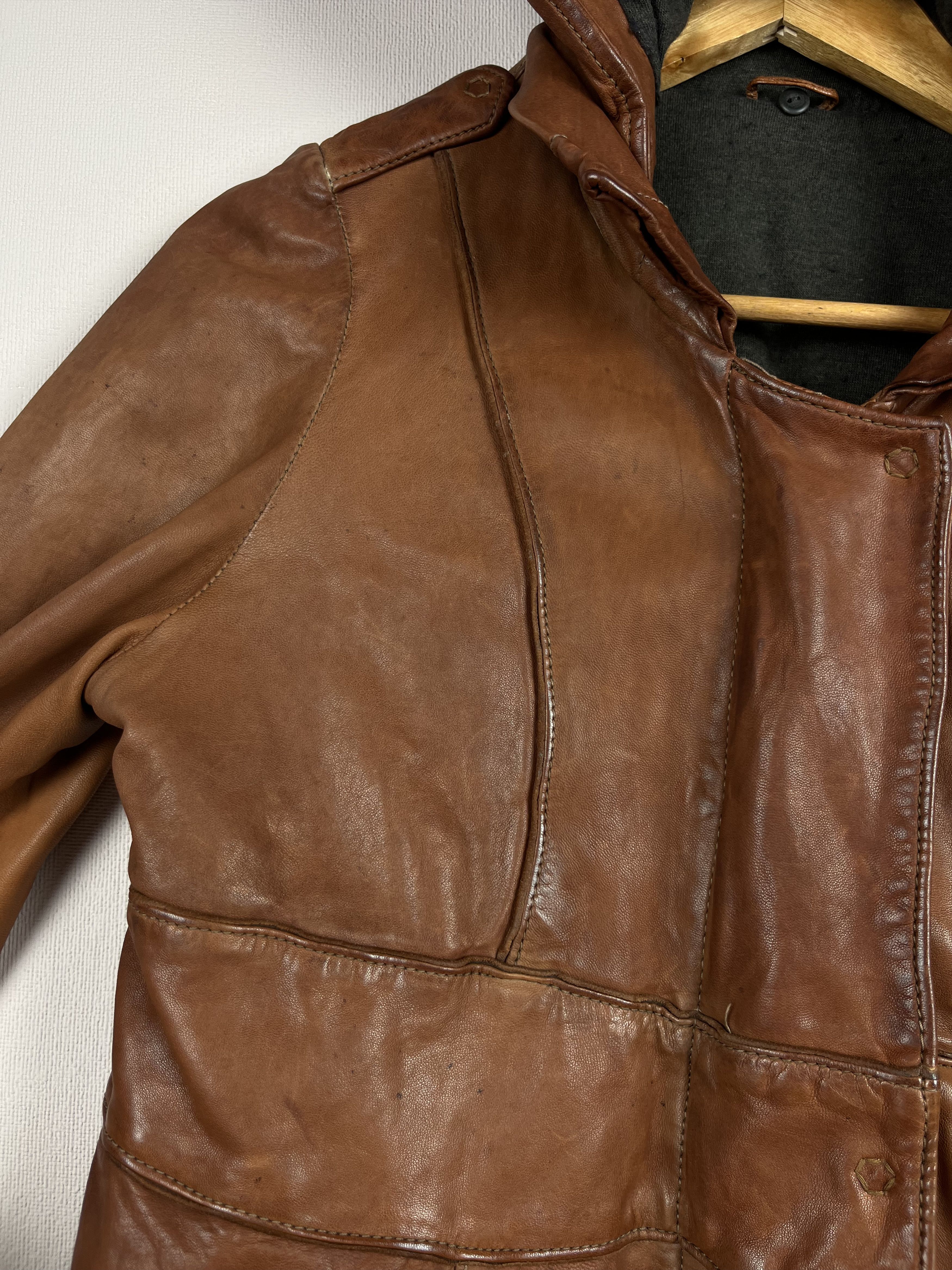 Giorgio Brato Giorgio Brato Hooded Zip Leather Brown Jacket Vera Pelle Size M / US 6-8 / IT 42-44 - 4 Thumbnail