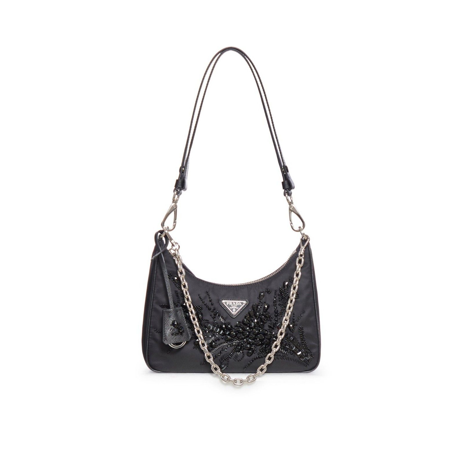 PRADA Re-Nylon Mini Black Embroidered Shoulder Bag New And A