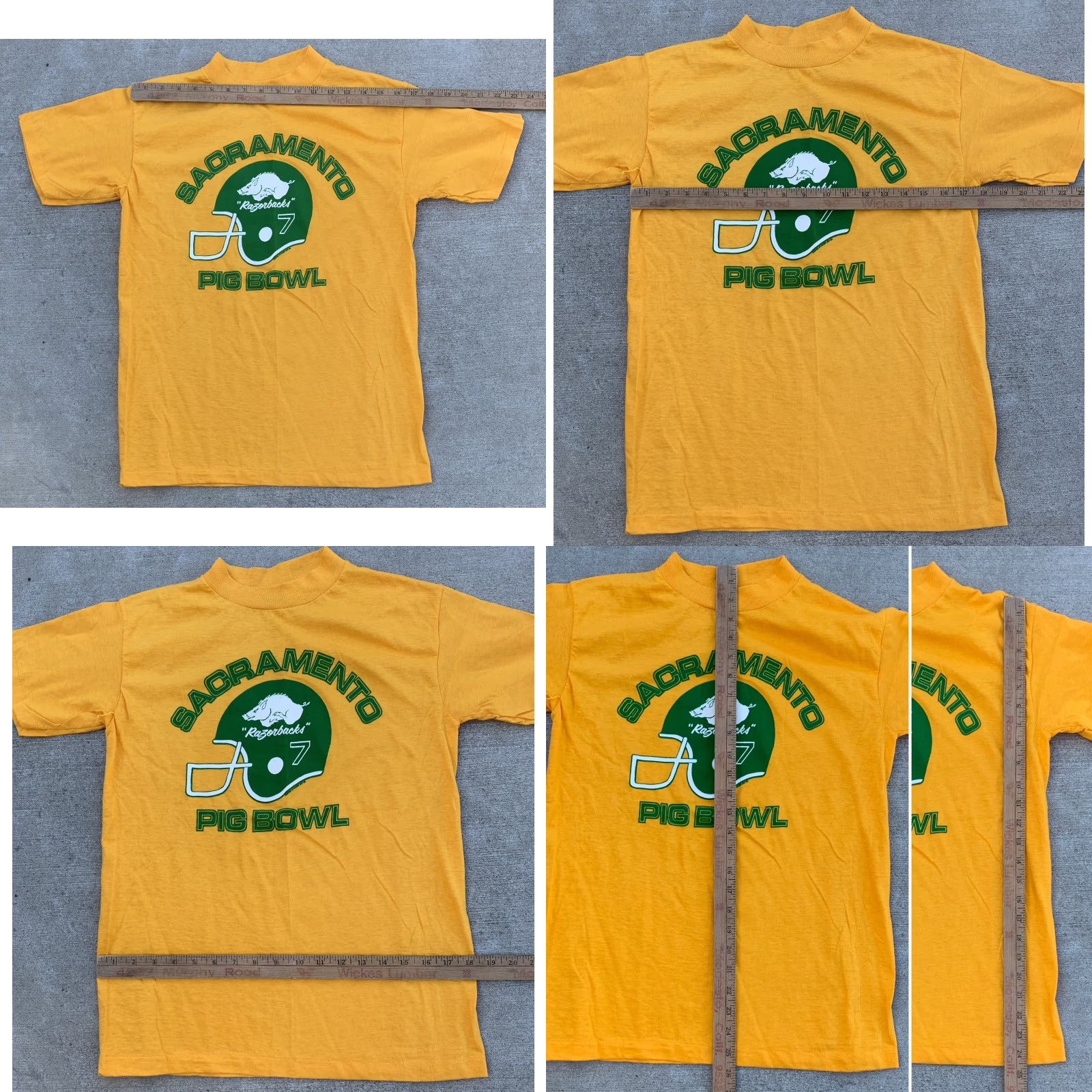 Anvil VINTAGE Sacramento Razorbacks 7 Pig Bowl T Shirt Anvil Size S Yellow Graphic Tee Mens 70s 80s USA Cotton Short Sleeve Size US S / EU 44-46 / 1 - 11 Thumbnail
