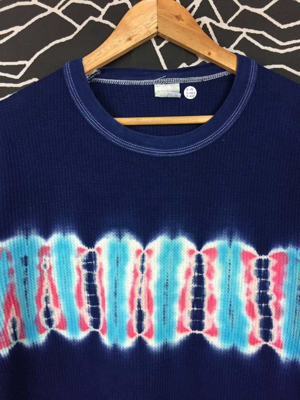Vintage Vtg Waffle-Knit Crewneck Tie-Dye Longsleeve Tee Size US M / EU 48-50 / 2 - 3 Thumbnail