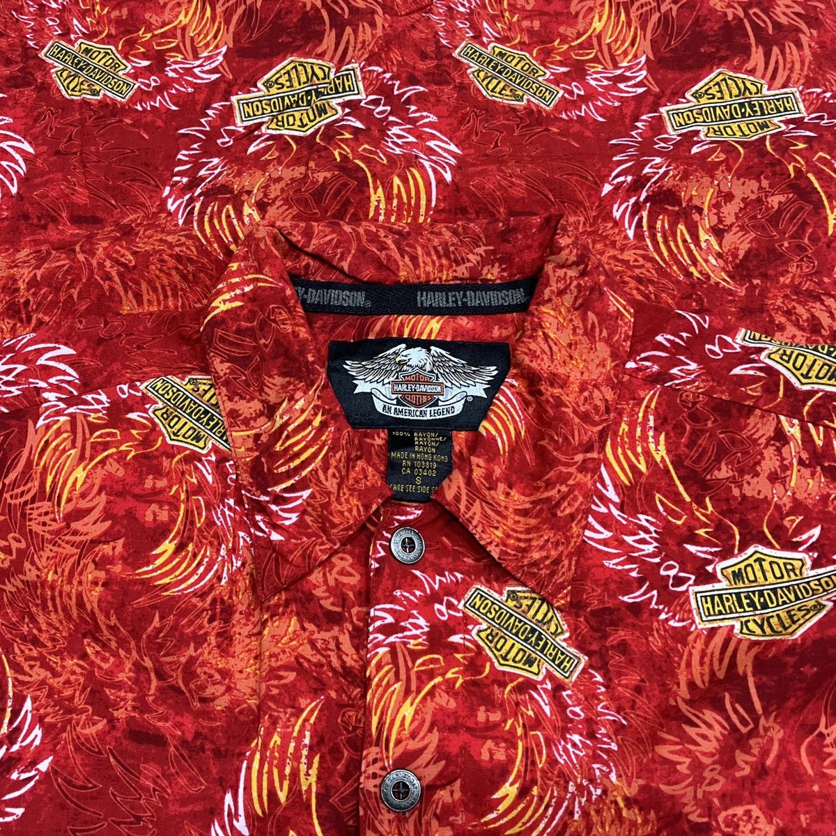 Harley Davidson Vintage Harley Davidson Flame Hawaiian 100% Rayon Shirt Size US S / EU 44-46 / 1 - 4 Thumbnail