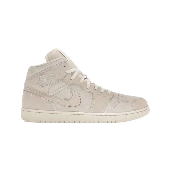 image of Jordan Brand 1 Mid Craft Ivory Shoes in Pale Ivory/Sail/Legend Light Brown, Men's (Size 12)