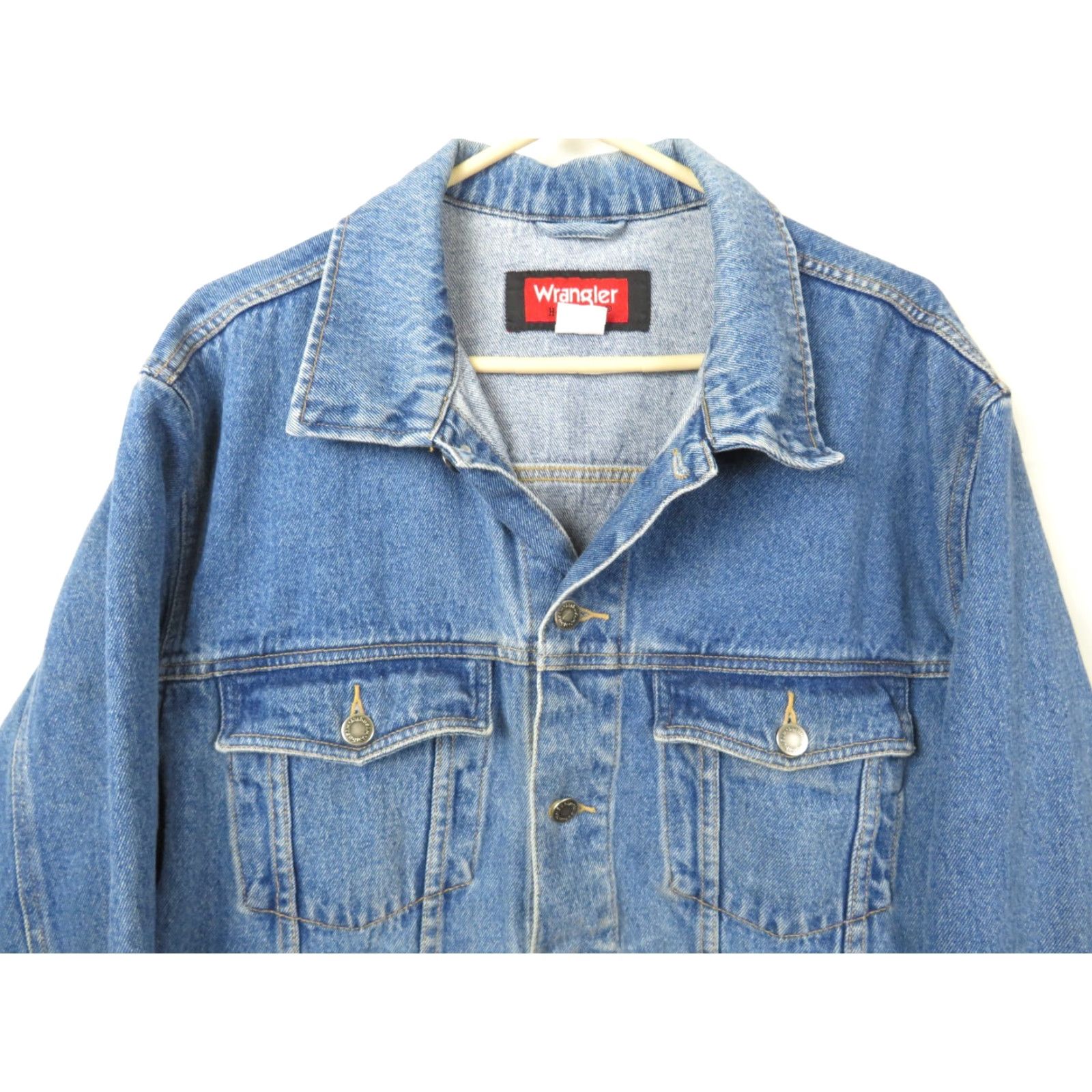 Wrangler VINTAGE Wrangler Hero Distressed Denim Jean Jacket Blue Large Regular Mens Jacket Size US 33 - 3 Thumbnail