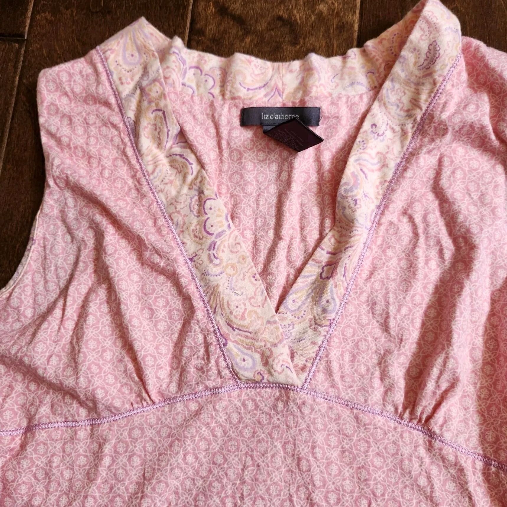 Liz Claiborne Liz Claiborne Blouse Top V-Neck Sleeveless Pink L 14 Teens Regular Shirt Womens Size XL / US 12-14 / IT 48-50 - 4 Thumbnail