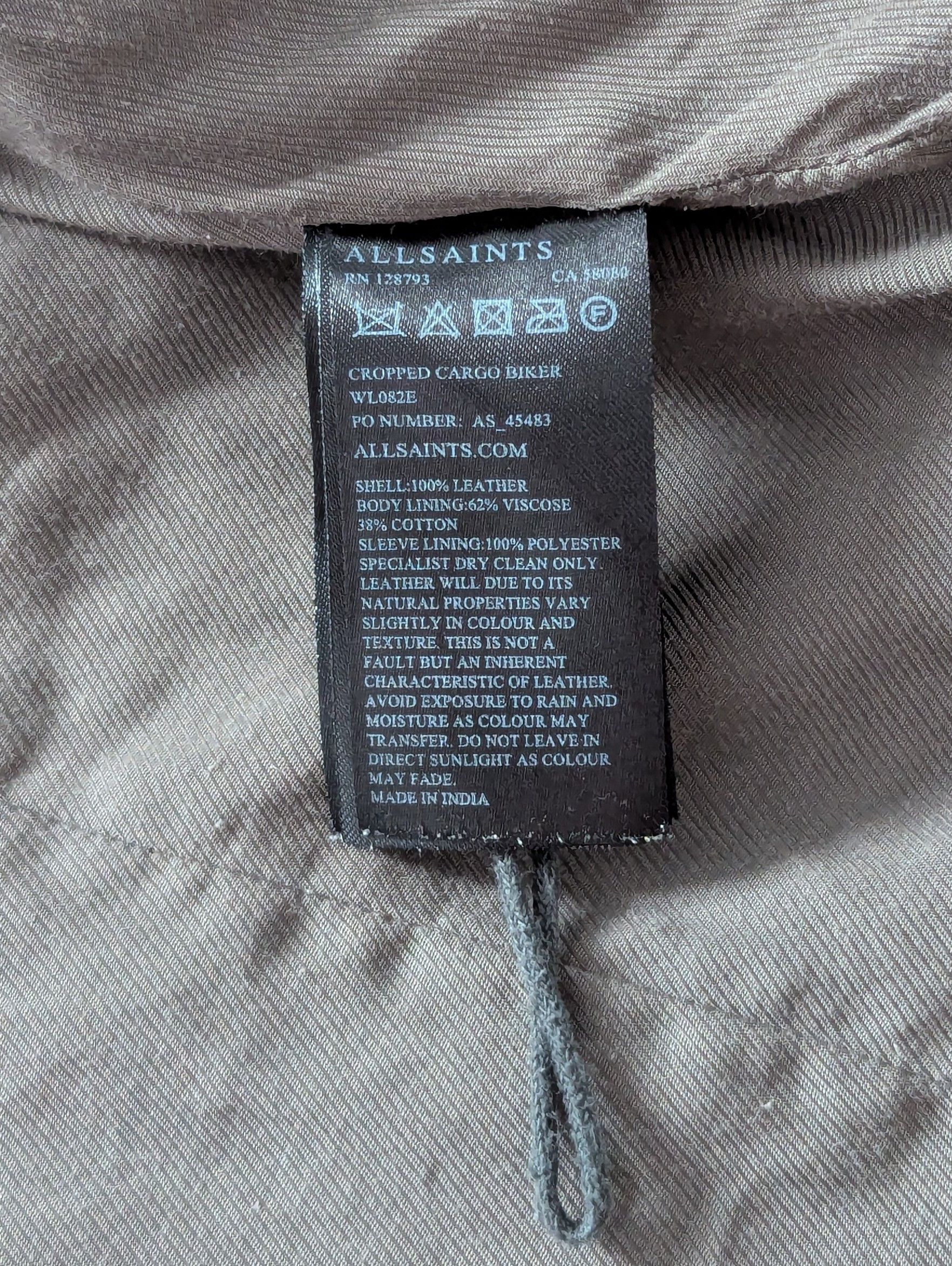 Allsaints ALLSAINTS Cropped Cargo Biker Leather Jacket With Scuffs Size M / US 6-8 / IT 42-44 - 14 Thumbnail