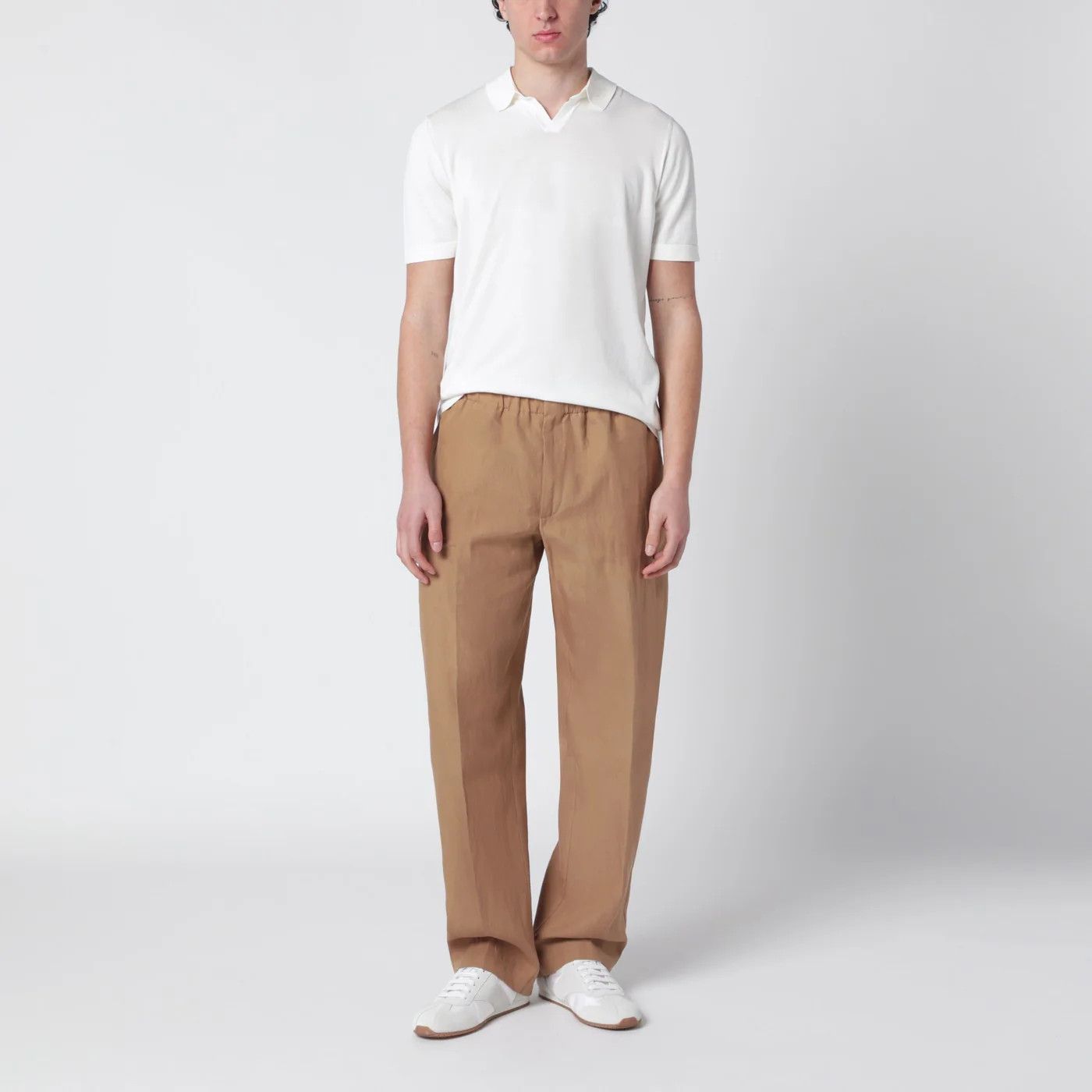 Lardini o1d2blof0526 Linen Trousers Pants in Brown Size US 34 / EU 50 - 2 Thumbnail
