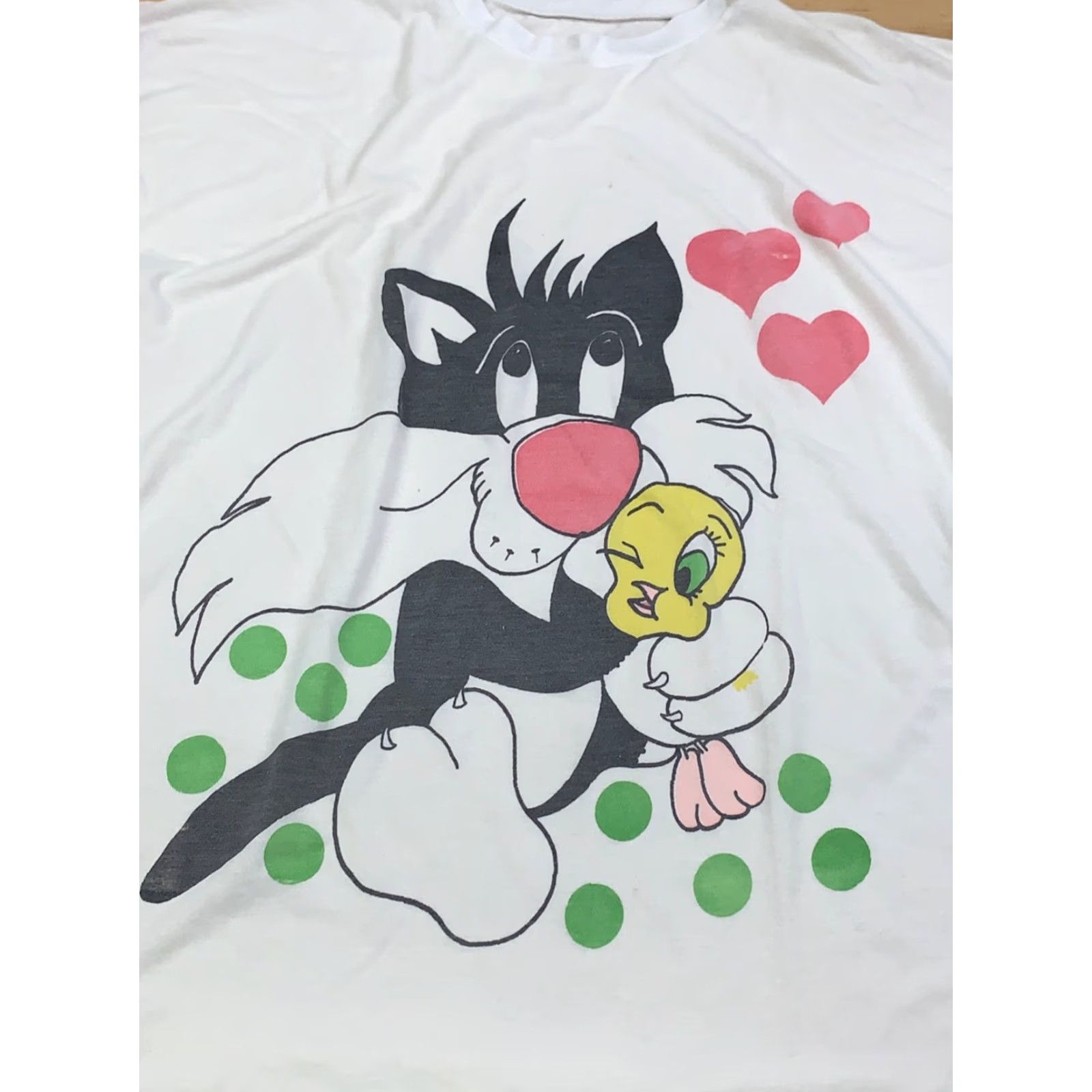 Vintage VINTAGE Tweety Bird Night Shirt Womens One Size White Sylvestor the Cat 12358 Size ONE SIZE - 3 Thumbnail
