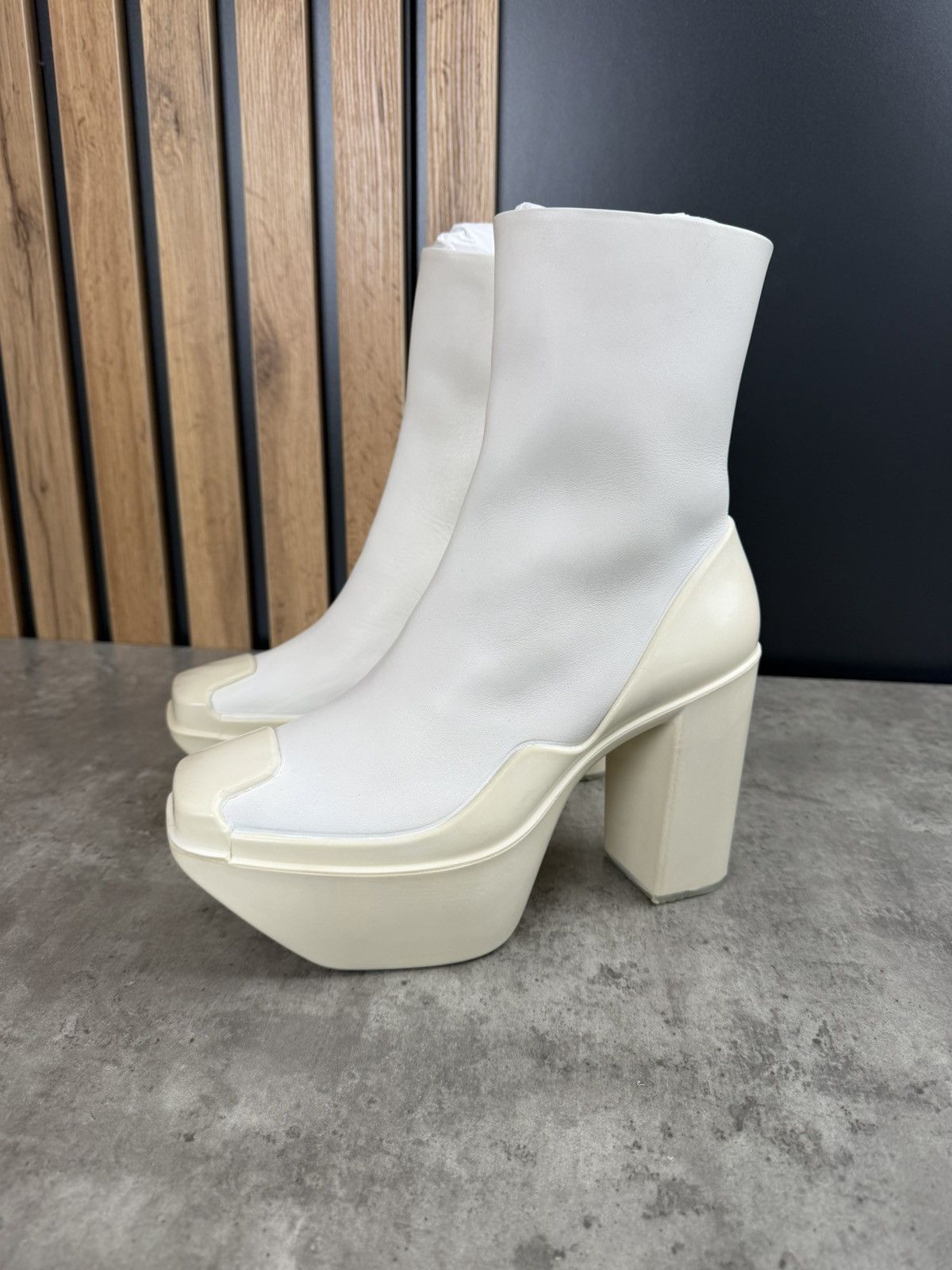 Peter Do at.kollektive x Peter Do Leather Platform Ankle Boots White Size US 10 / IT 40 - 4 Thumbnail