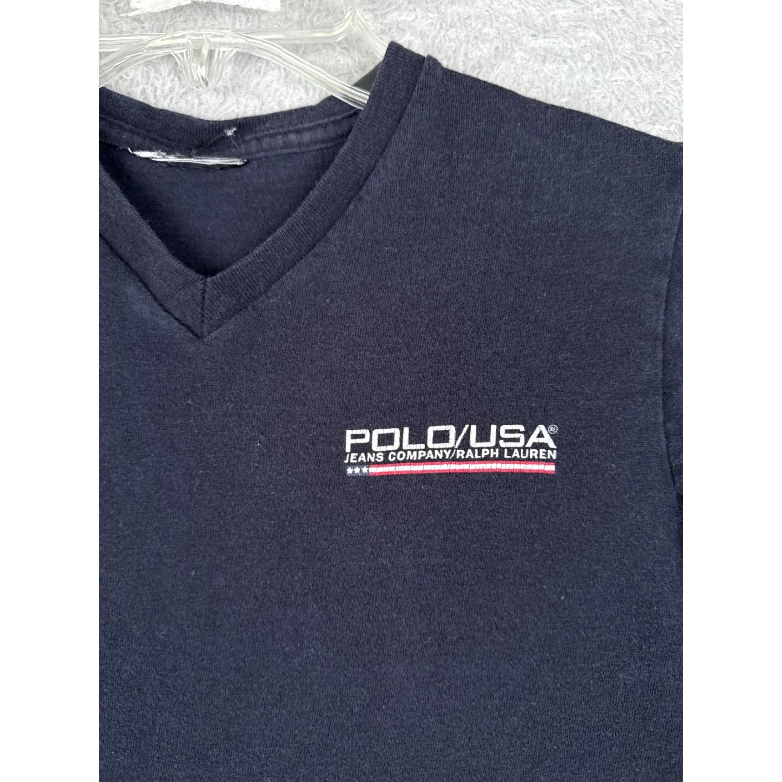 Vintage VINTAGE Polo Jeans Shirt Mens XS Blue V-Neck Short Sleeve 100% Cotton Knit Embroidered Logo Mens Golf American Classic 90s Sports Size US XS / EU 42 / 0 - 6 Thumbnail