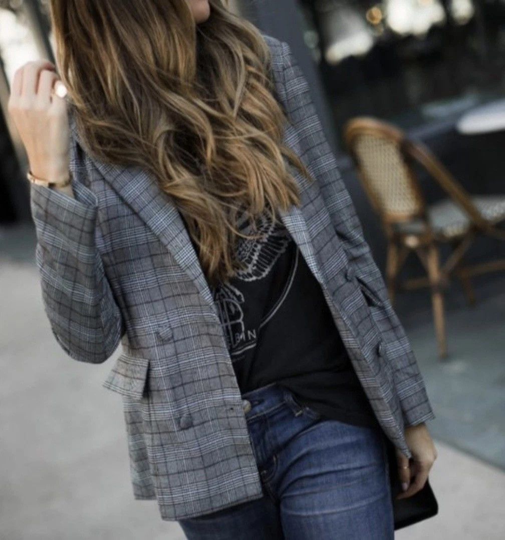 REVOLVE Majorelle Rhea Blazer Plaid Double Breasted Jacket Size XS Size XS / US 0-2 / IT 36-38 - 6 Thumbnail