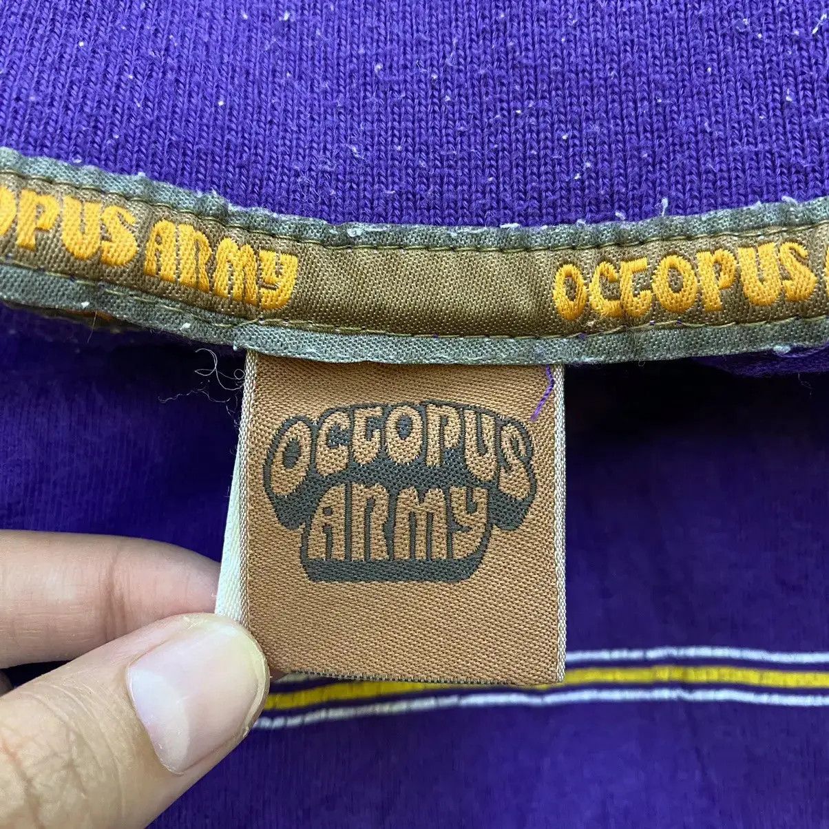 Vintage Vintage OCTOPUS ARMY SHIBUYA Purple Striped Polo Tee Shirt Size US XL / EU 56 / 4 - 4 Thumbnail