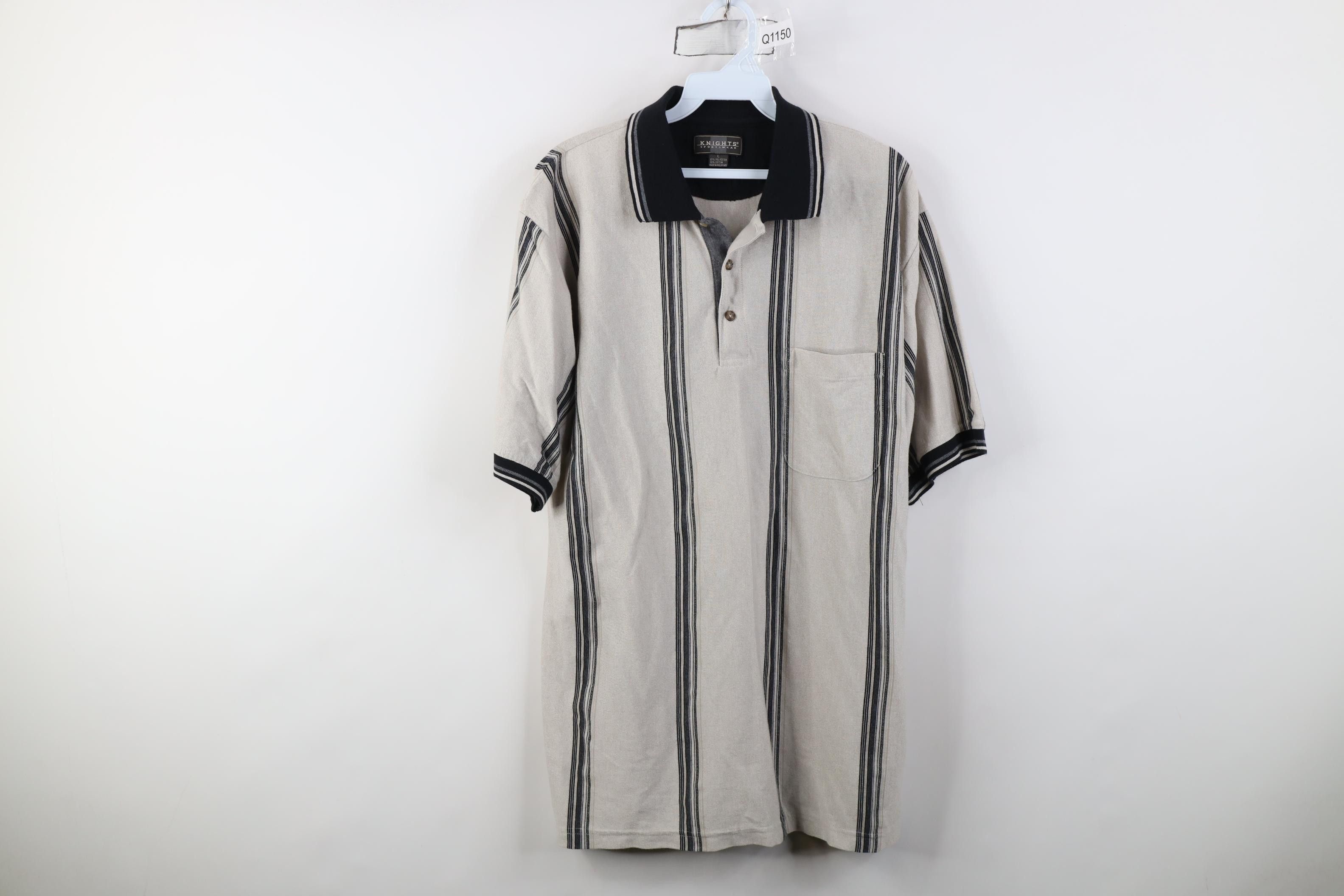 Vintage Vintage 90s Streetwear Striped Knit Collared Golf Polo Shirt Size US L / EU 52-54 / 3 - 1 Thumbnail