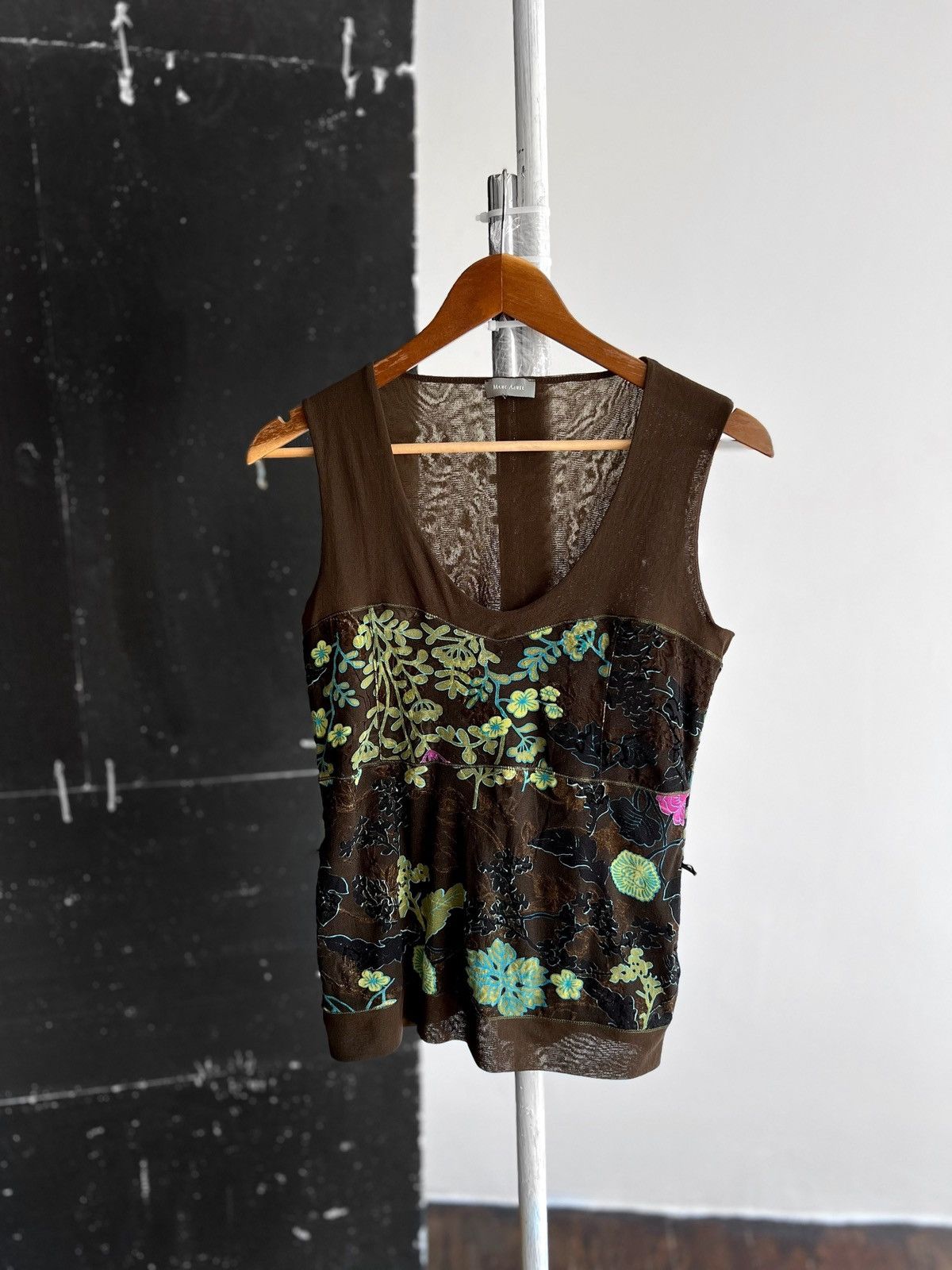 Designer Marc Aurel Women Brown Multicolor Sleeveless Tank Top Floral Size S / US 4 / IT 40 - 1 Thumbnail
