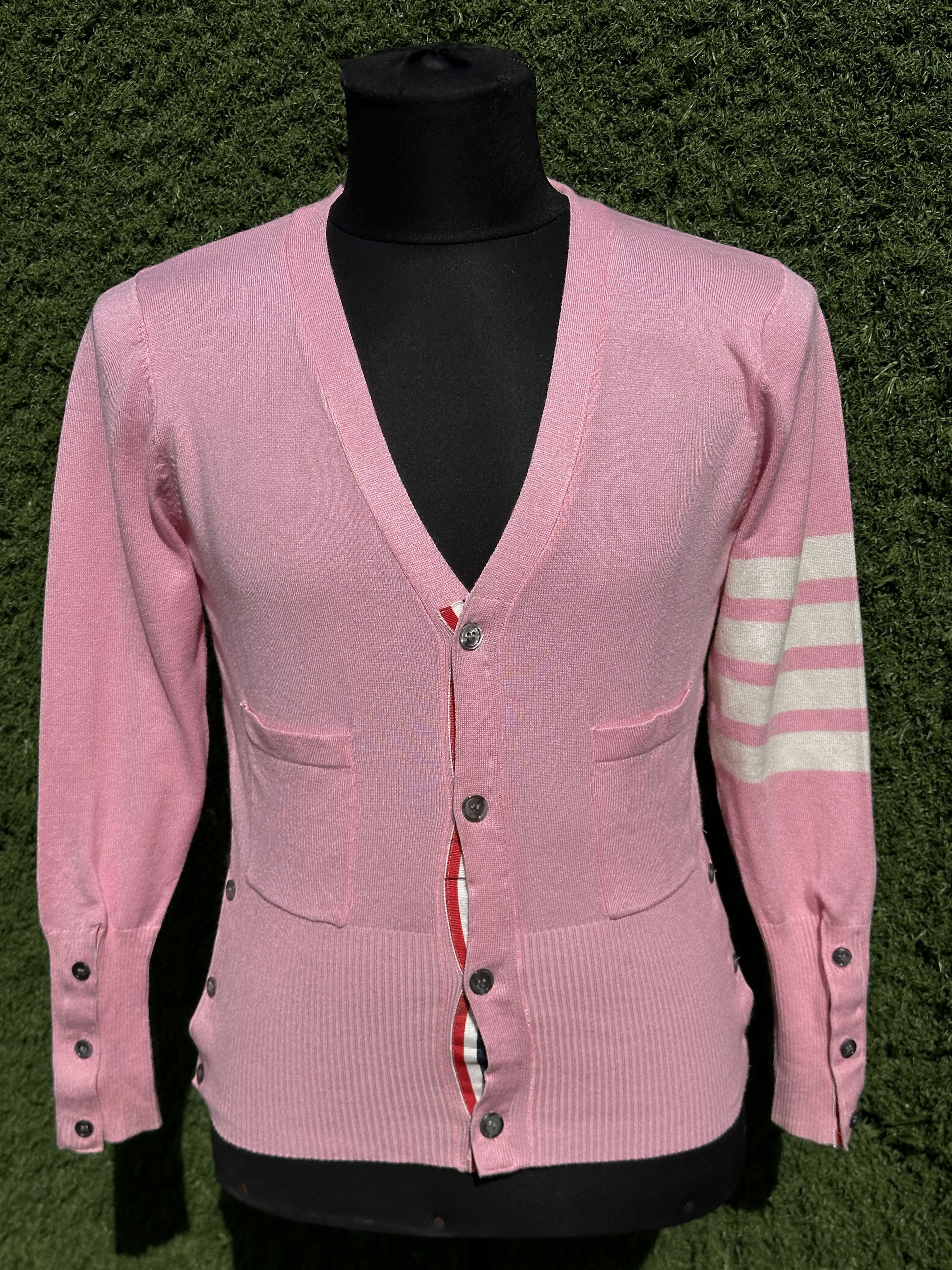 Thom Browne 4-Bar Cotton Cardigan Pink Size 2 Japan Knit, Men's