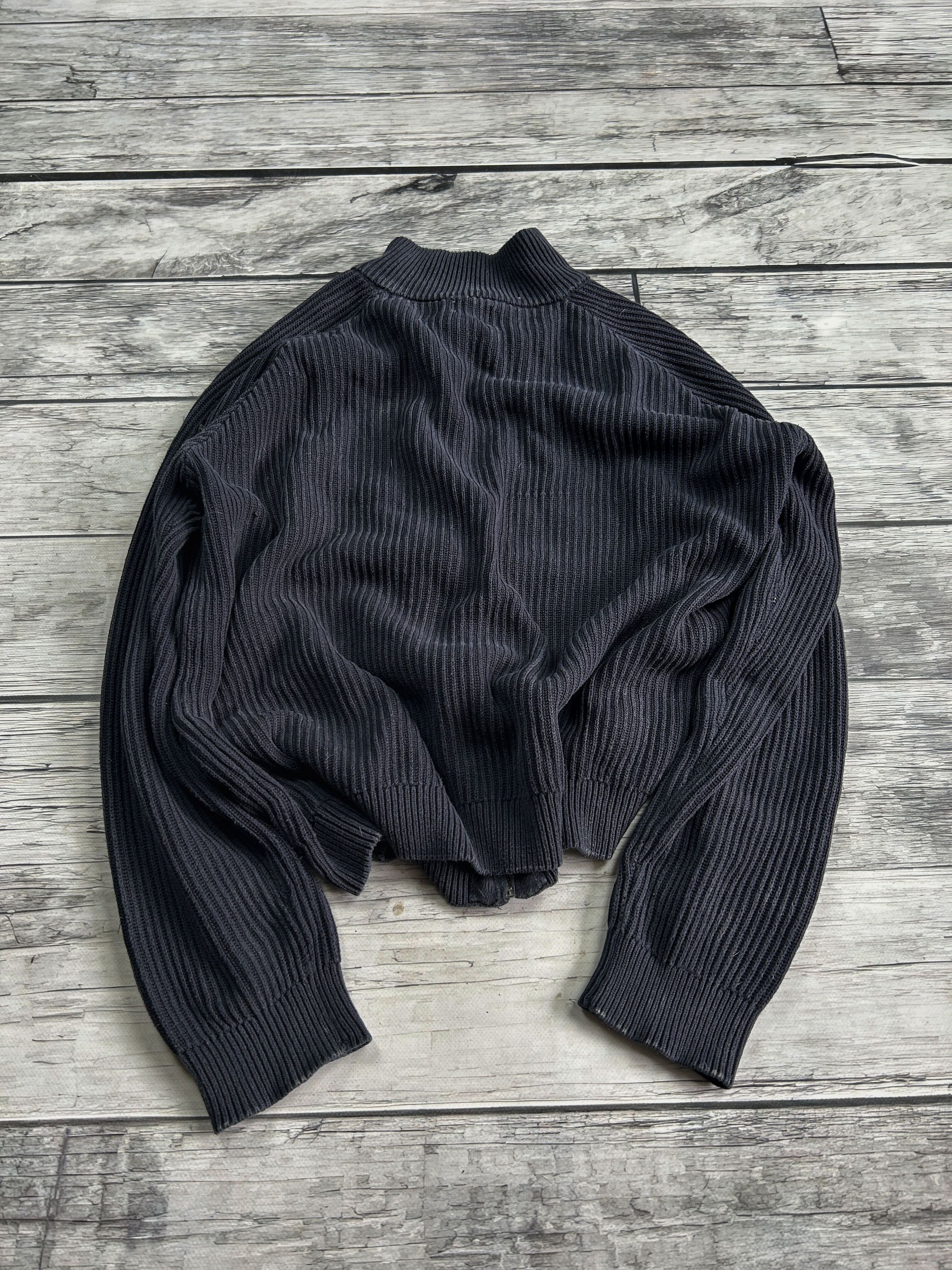 Vintage Ribbed Knit Zip Sweater Cropped Dark Minimalist Archive Size US M / EU 48-50 / 2 - 6 Thumbnail