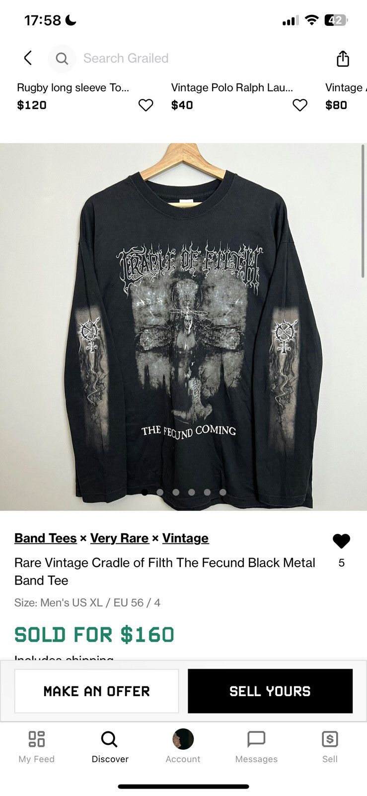 Band Tees × Very Rare × Vintage Rare Vintage Cradle of Filth The Fecund ...