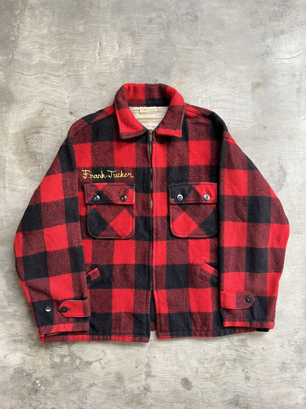 Vintage Vintage 50’s mackinaw buffalo plaid wool zip jacket Size US XL / EU 56 / 4 - 1 Thumbnail