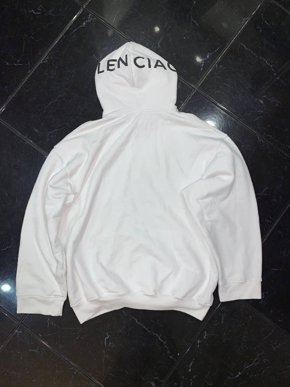 image of Balenciaga Hoodie Hood Print in White, Men's (Size Small)