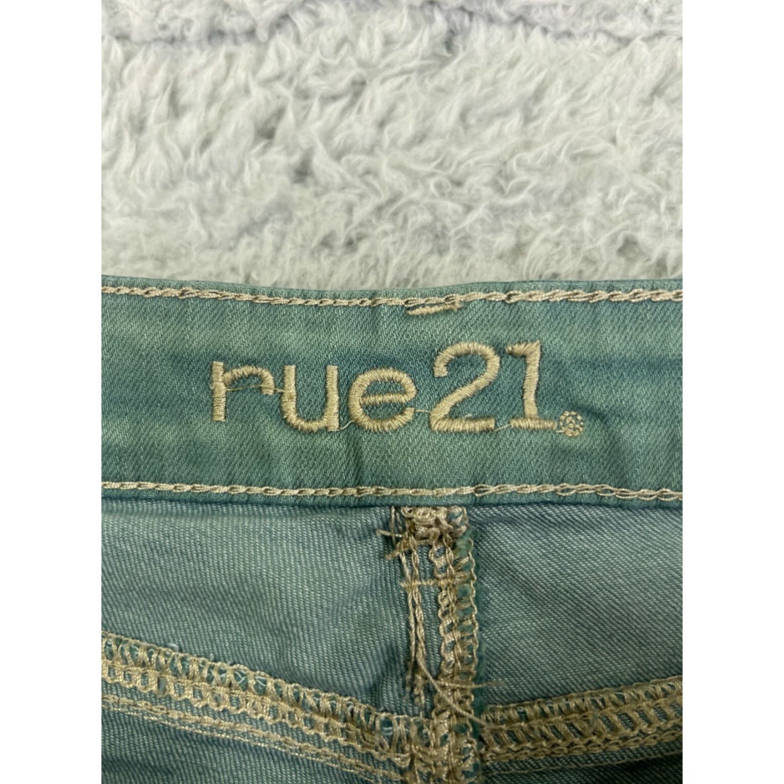 Vintage Rue21 Jeans Womens 2 Green Denim Jegging Slim Mid Rise 23x27 Cotton Blend 5-Pocket Stretch Zip Button VINTAGE? No Size 26" / US 2 / IT 38 - 6 Thumbnail