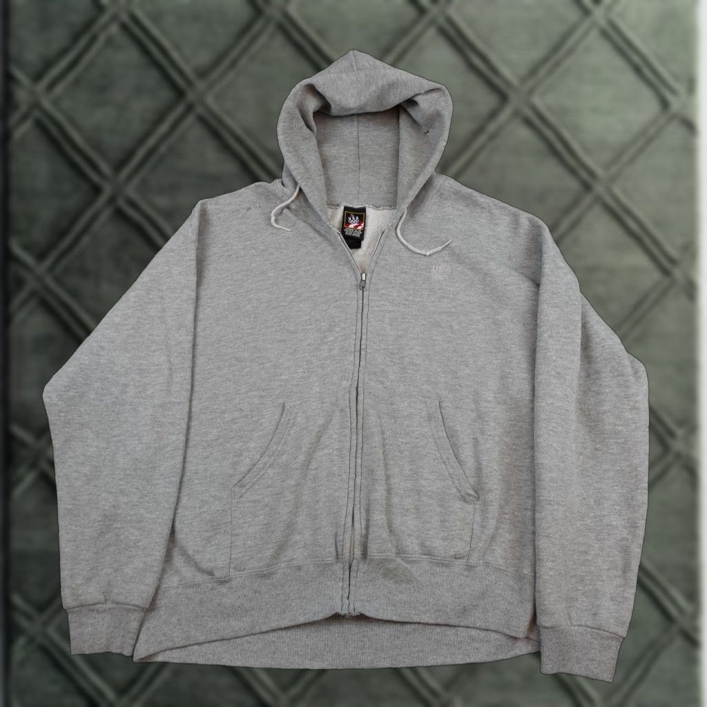 Vintage VINTAGE USA Olympic Hoodie Mens XL Gray Full Zip Fleece Sweatshirt USA Size US XL / EU 56 / 4 - 1 Thumbnail