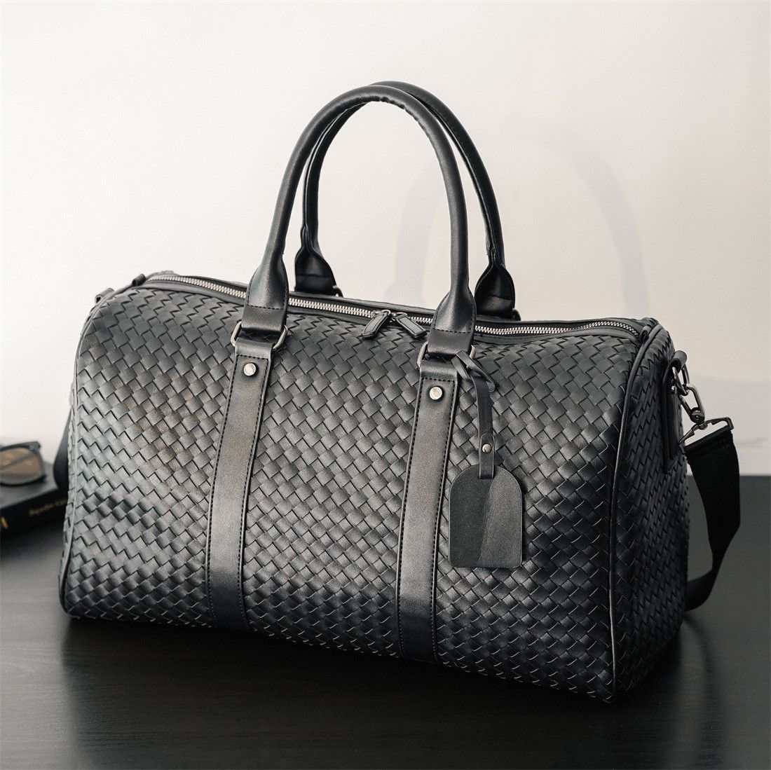 Japanese Brand × Vintage Outdoor retro woven travel duffle bag pu leather Size ONE SIZE - 4 Thumbnail
