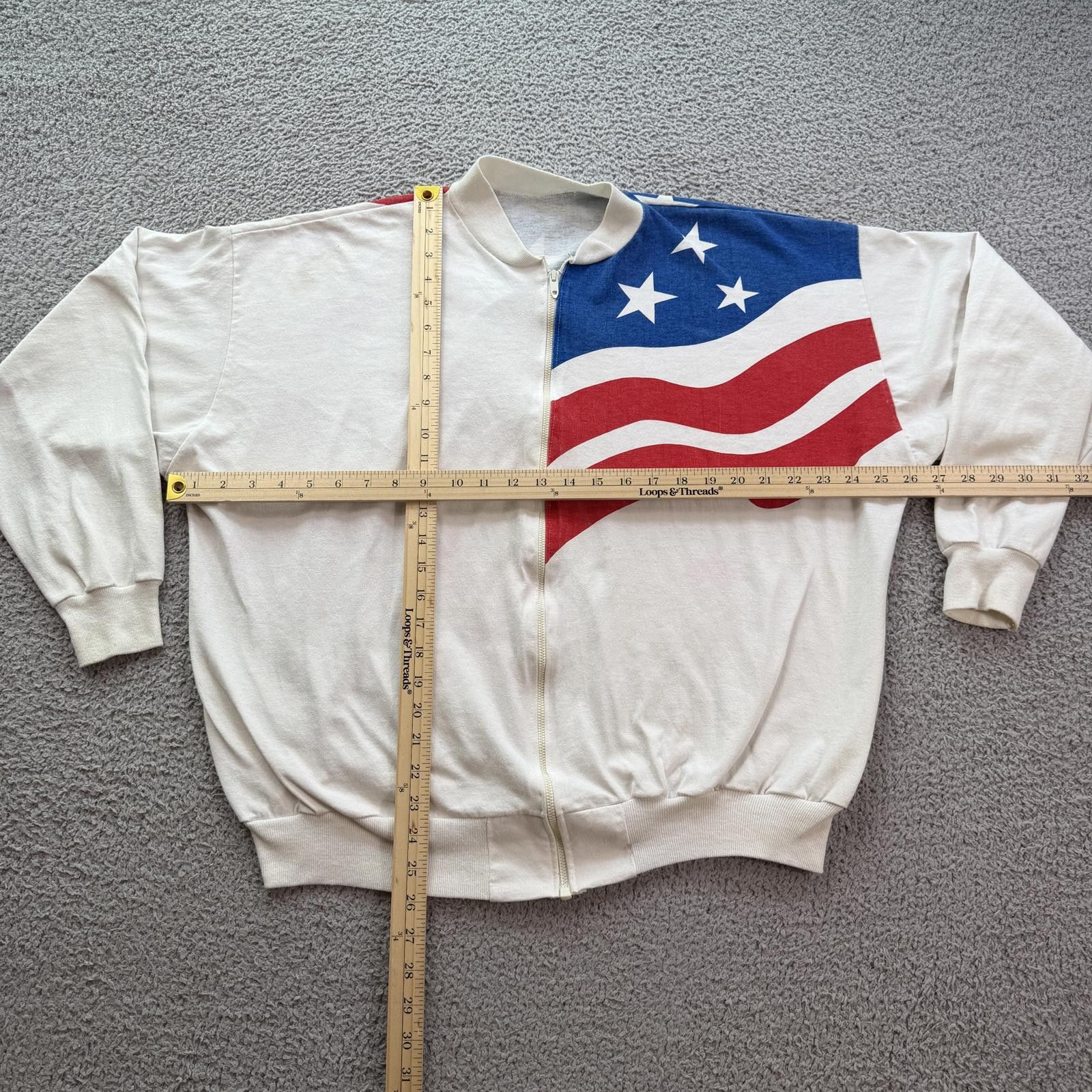 Other Vintage 90s USA Flag Full Zip Sweatshirt Patriotic American Size US XL / EU 56 / 4 - 3 Thumbnail