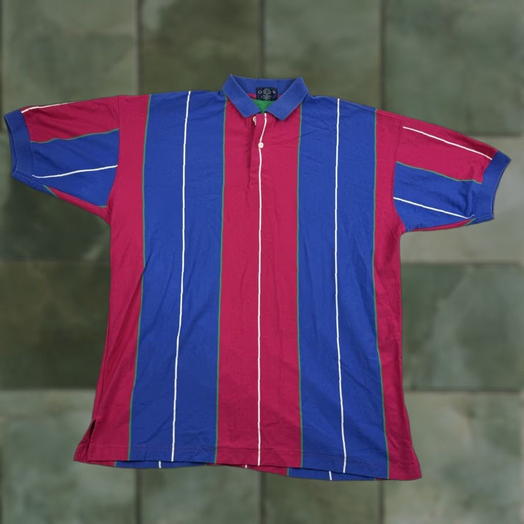 Gant VINTAGE GANT Polo Shirt Men Adult Large Blue Pink Striped 90s Preppy Rugger Classic Size US L / EU 52-54 / 3 - 1 Thumbnail