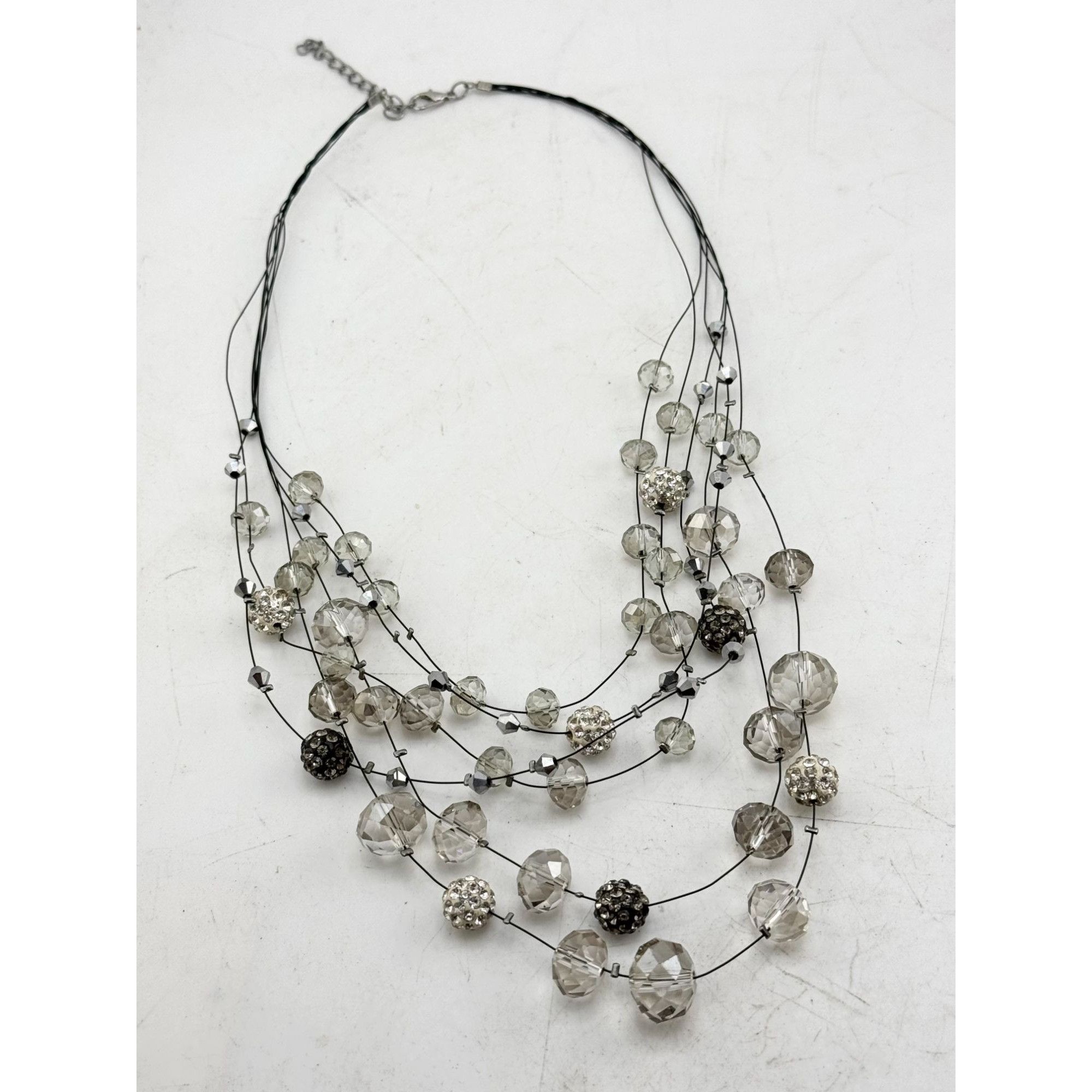 Vintage Wire crystal drop multi strand necklace Size ONE SIZE - 2 Thumbnail