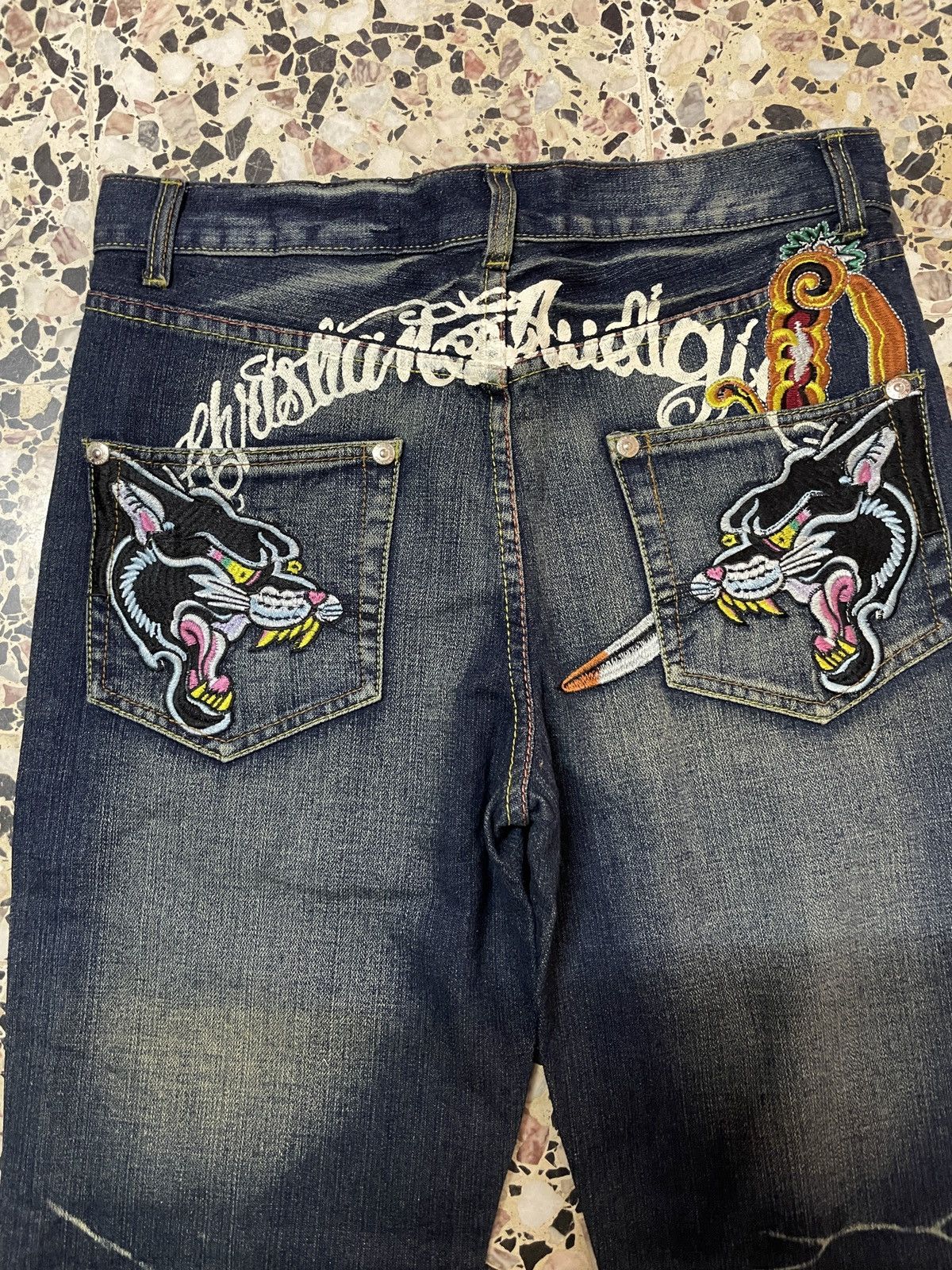 Christian Audigier × Ed Hardy Y2K Ed Hardy by Christian Audigier Designer Embroidery Denim Size US 32 / EU 48 - 9 Thumbnail