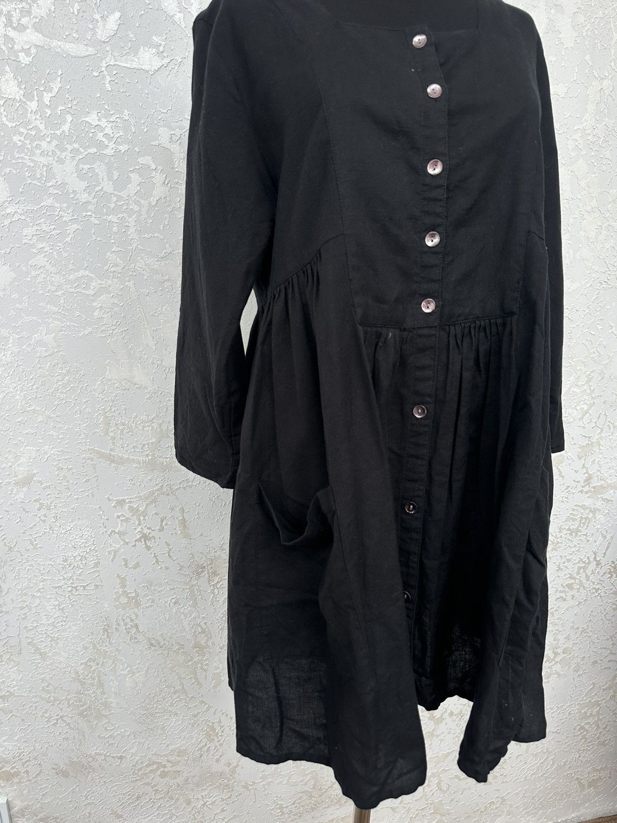 Gudrun Sjoden Cotton Linen Women's Dress Button Long Sleeve
