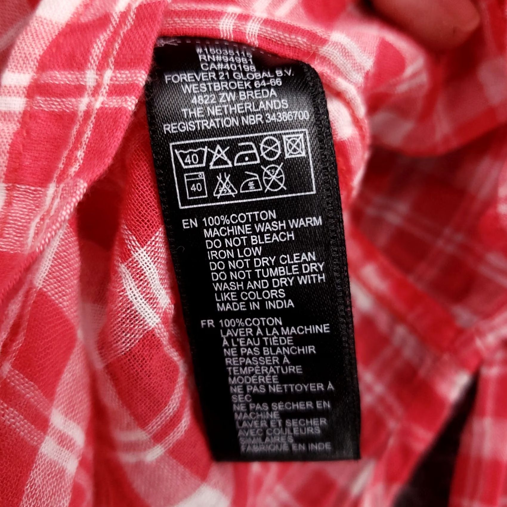 Forever 21 FOREVER 21 Button-Up Shirt Womens 4 Red Plaid Long Sleeves Cotton Casual Size S / US 4 / IT 40 - 4 Thumbnail