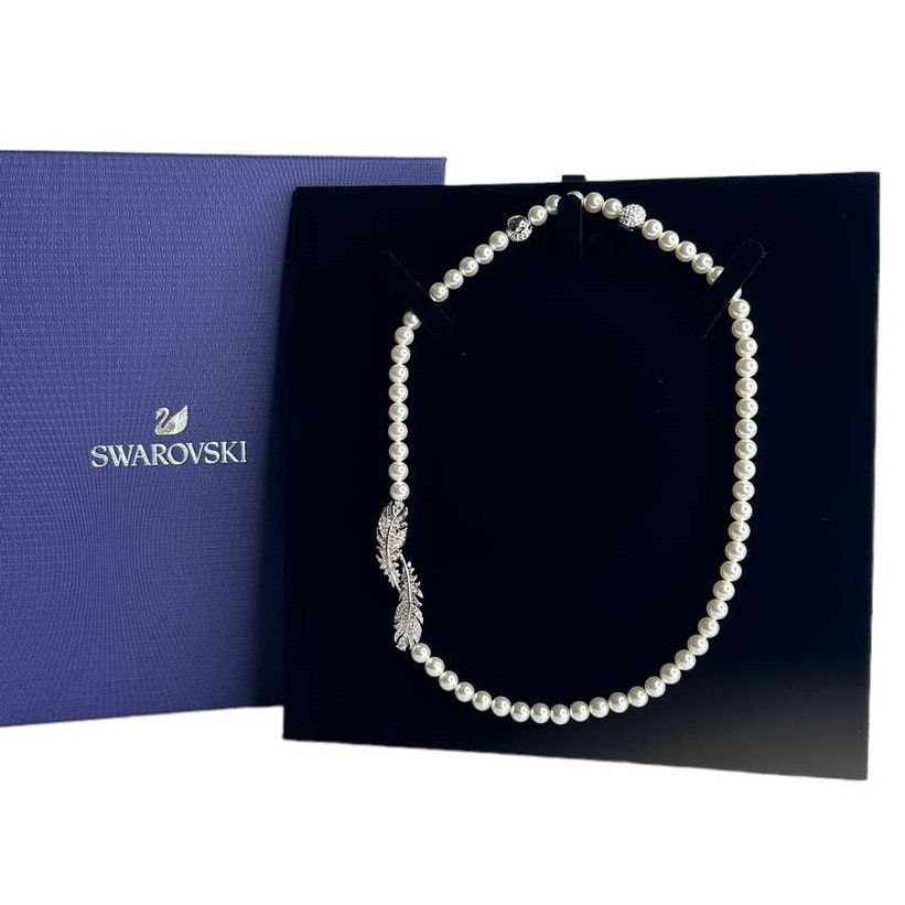Swarovski Swarovski Feather Necklace Pearl White Rhodium Plating Size ONE SIZE - 3 Thumbnail
