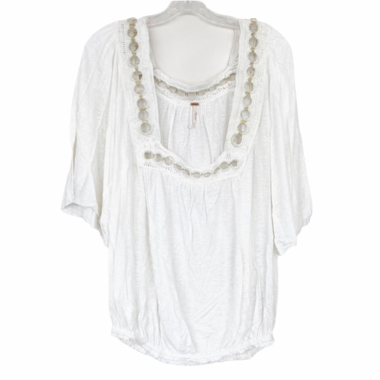 Free People Free People White Grommet Detailed Blouse Size M / US 6-8 / IT 42-44 - 1 Thumbnail