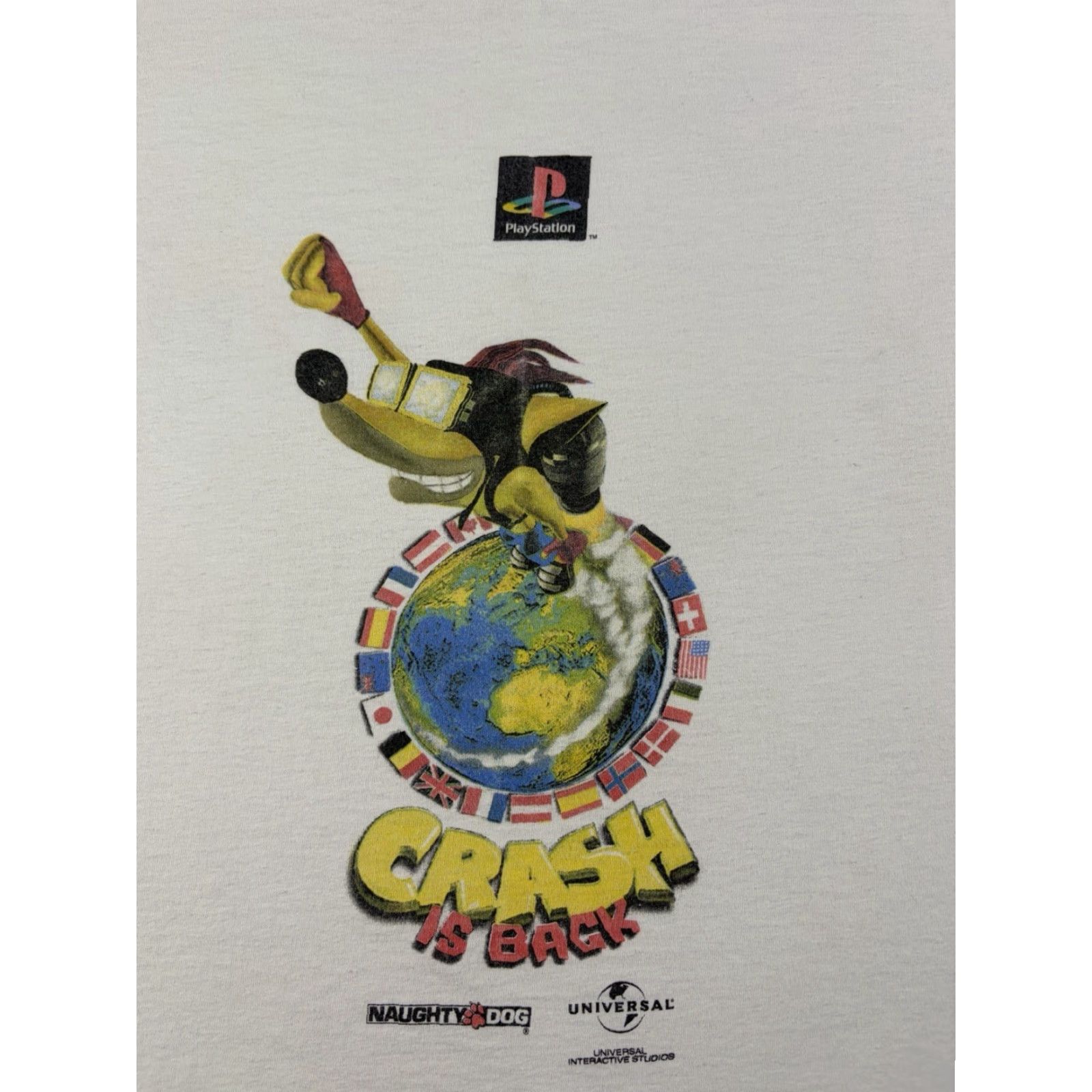 Vintage VINTAGE Crash Bandicoot 2 T-Shirt Shirt White Large 1990s PlayStation Graphic Tee Mens Size US L / EU 52-54 / 3 - 6 Thumbnail