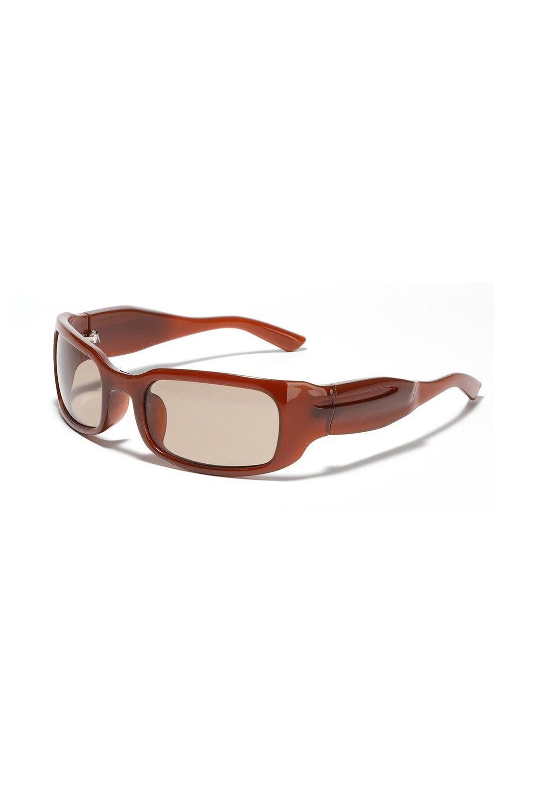 Japanese Brand Vtg Vintage Y2k Futuristic Caramel Rectangle Sunglasses OS Size ONE SIZE - 4 Thumbnail