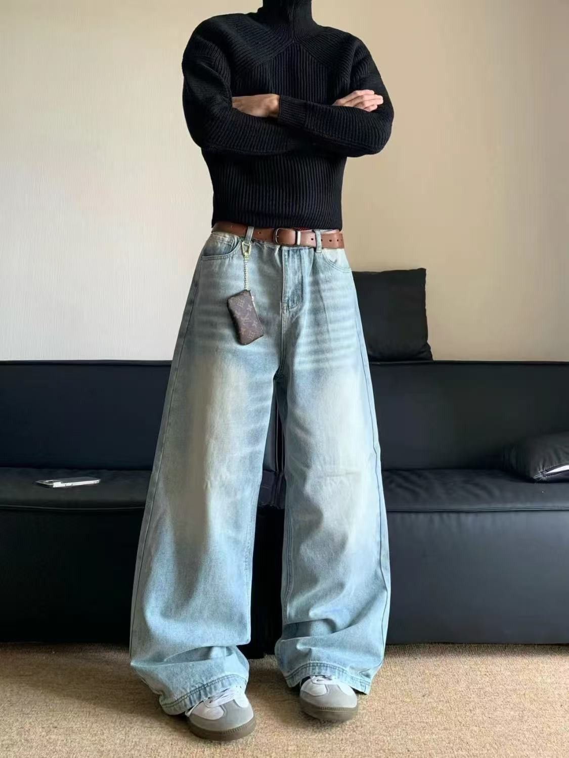 Japanese Brand × Jean American street retro washed straight jeans y2k Size US 34 / EU 50 - 1 Thumbnail