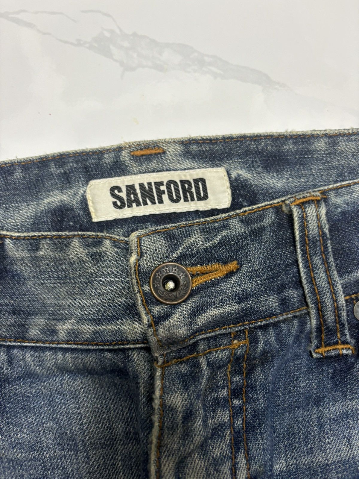 Japanese Brand 💥FLARE💥SANFORD FLARED DISTRESS DENIM JEANS Size US 33 - 9 Thumbnail