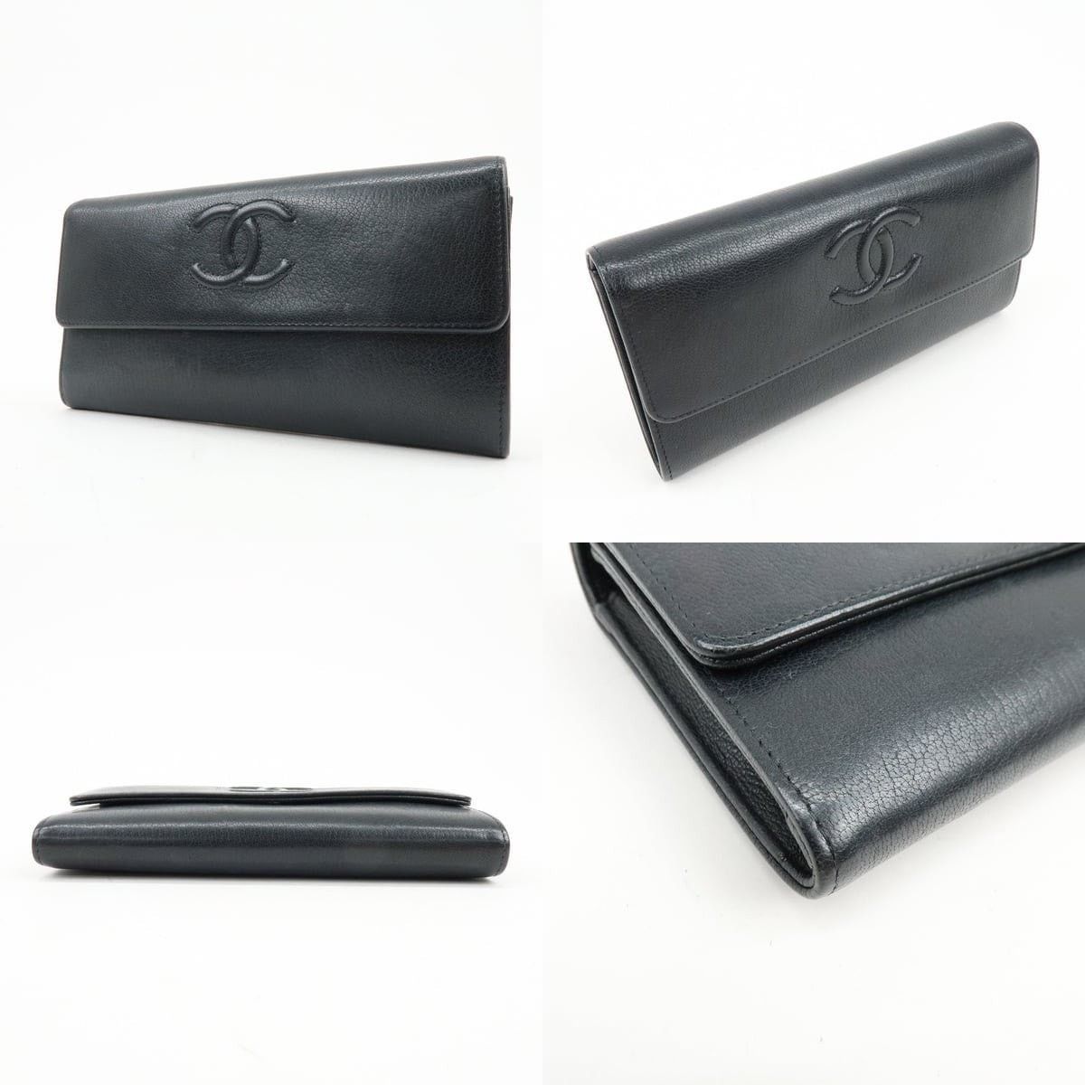 Chanel Chanel CC Logo Caviar Leather Flap Wallet Black Size ONE SIZE - 3 Thumbnail