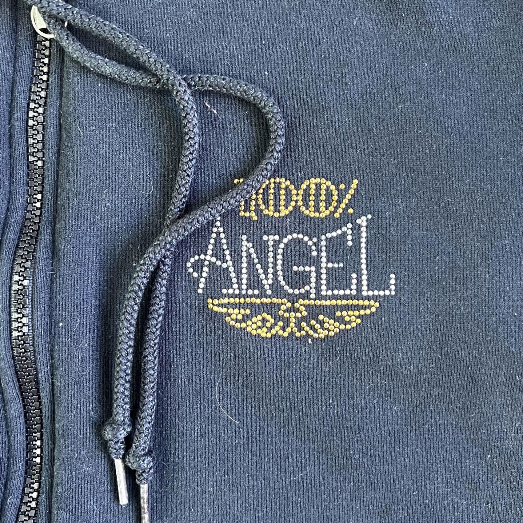 Russell Athletic VINTAGE Russell Athletic Hoodie Womens Large Black 100% Angel Rhinestone Full Zip Size L / US 10 / IT 46 - 2 Thumbnail
