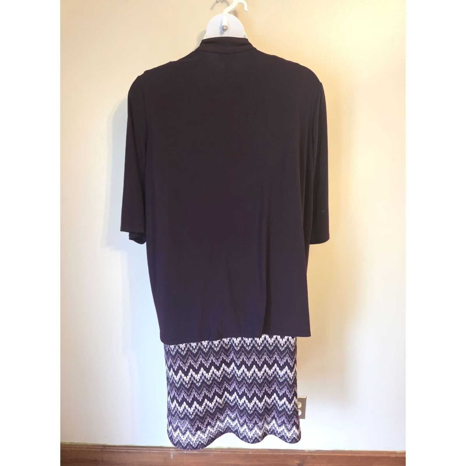 Vintage Catherines Purple 2 Pc Jacket Midi Dress Flame Stitch Boho 2X Plus Outfit Set Jacket Dress Purple 2X Plus Womens Boho Outfit Set Size XXL / US 16-18 / IT 52-54 - 6 Thumbnail