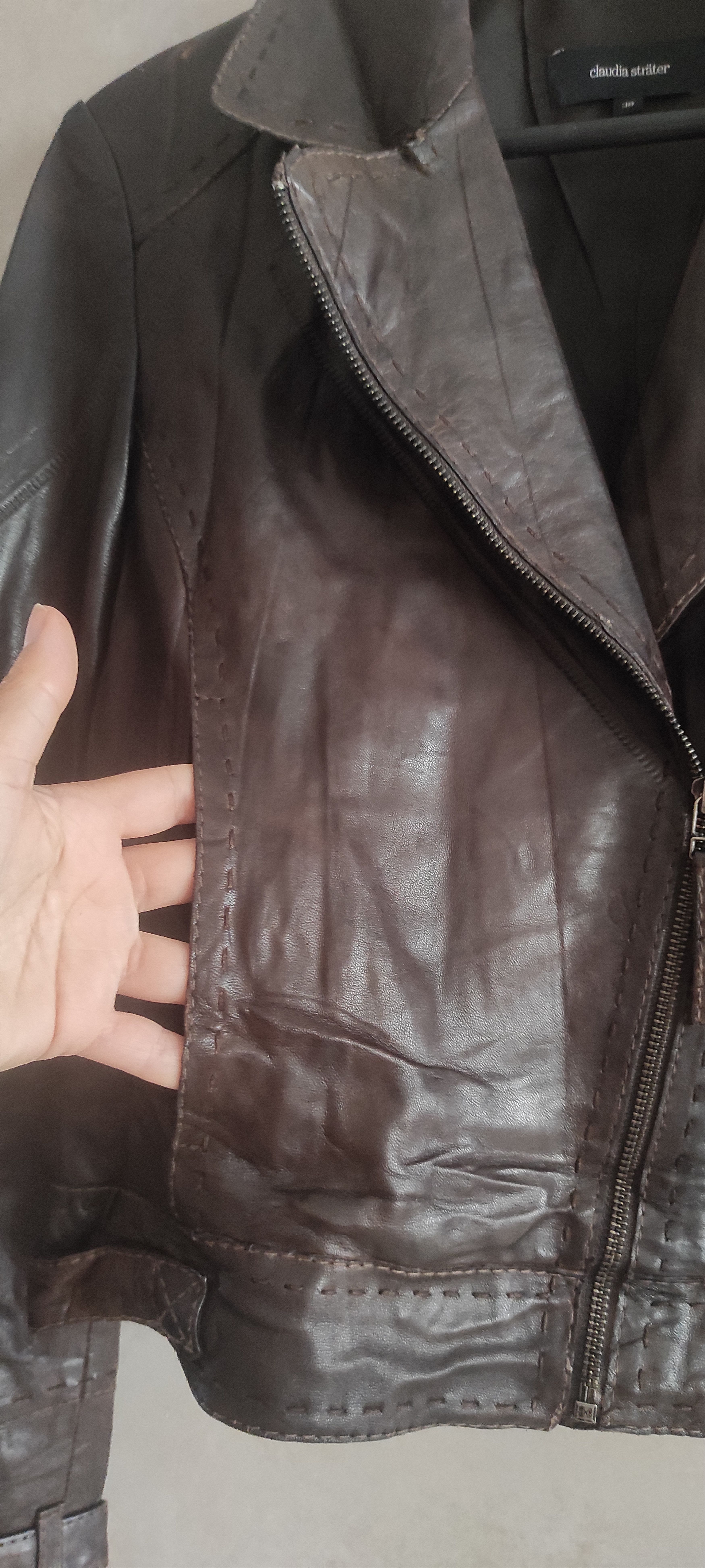 Genuine Leather Claudia Strater Genuine Soft Leather Biker Jacket Brown Size S / US 4 / IT 40 - 16 Thumbnail