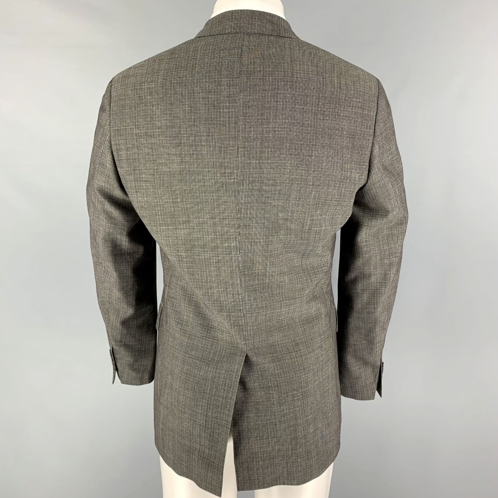 John Varvatos JOHN VARVATOS Sport Coat Grey Grid Wool Notch Lapel Size 40 Men Adult Jacket Size US XXS / EU 40 - 3 Thumbnail