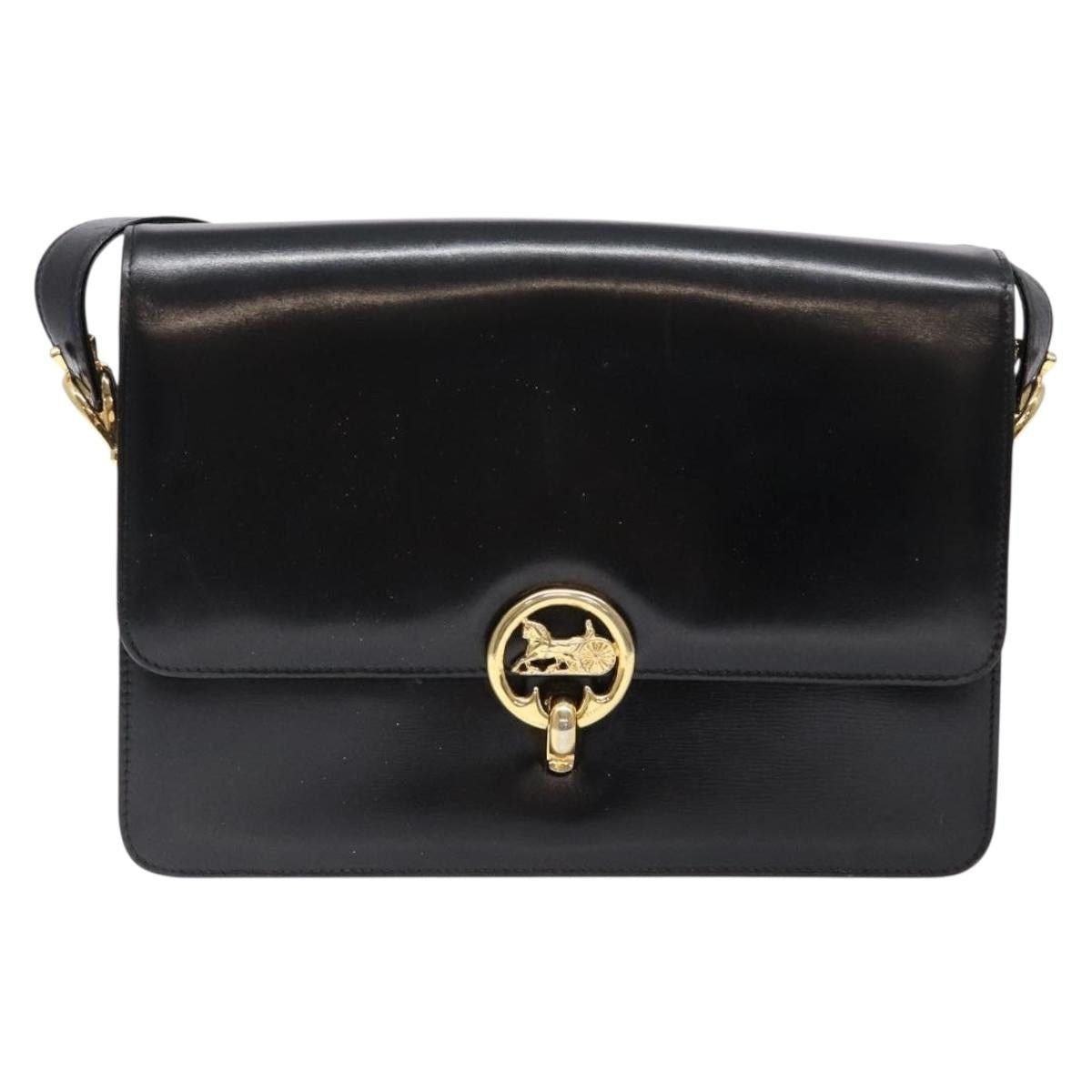 Celine CELINE Horse Carriage Shoulder Bag Leather Black Gold Size ONE SIZE - 2 Thumbnail