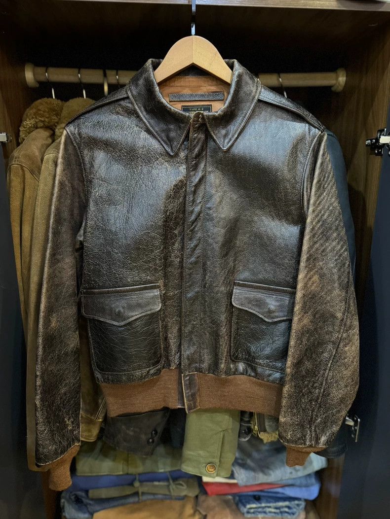 The Real McCoys A2 Distressed Leather Jacket by RRL