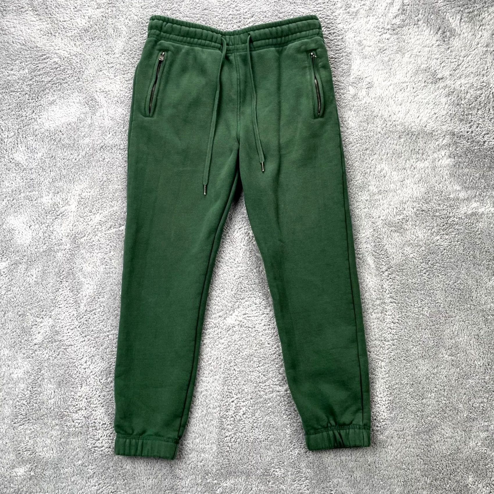 Vintage Maison Article Sweatpants Mens Medium Green Cotton Fleece Lined Tapered Leg Narrowed City Logo Slim Fit Regular Inseam 26 in Navy? Size US 31 - 2 Thumbnail
