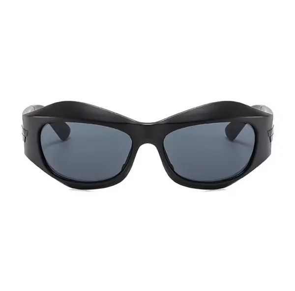 Japanese Brand Wrap Around Sunglasses Thick Frame Y2K Sunglasses Punk Hip H Size ONE SIZE - 3 Thumbnail